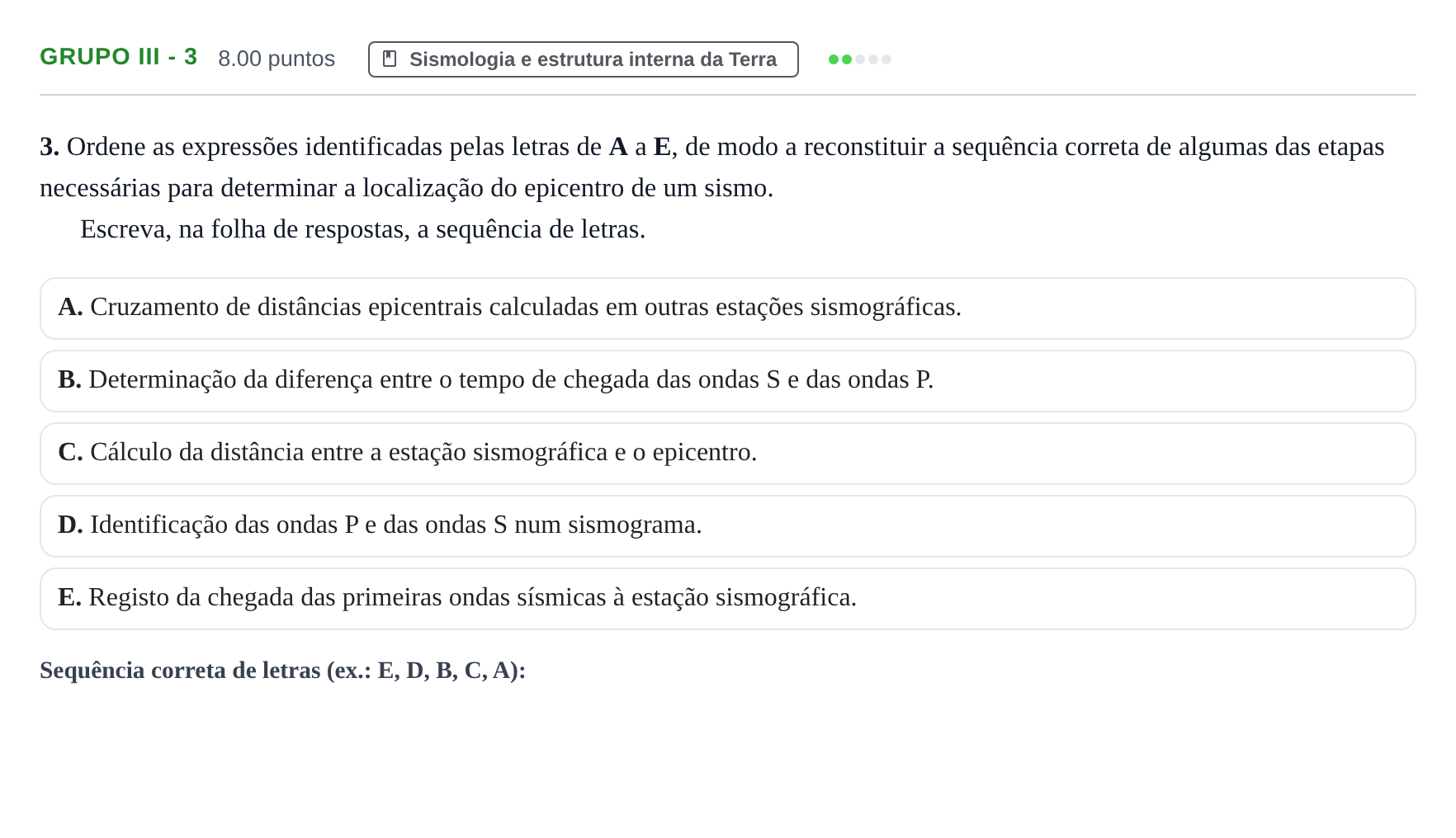 Enunciado: Grupo III - 3 · Exame Nacional Biologia e Geologia 2.ª fase 2023