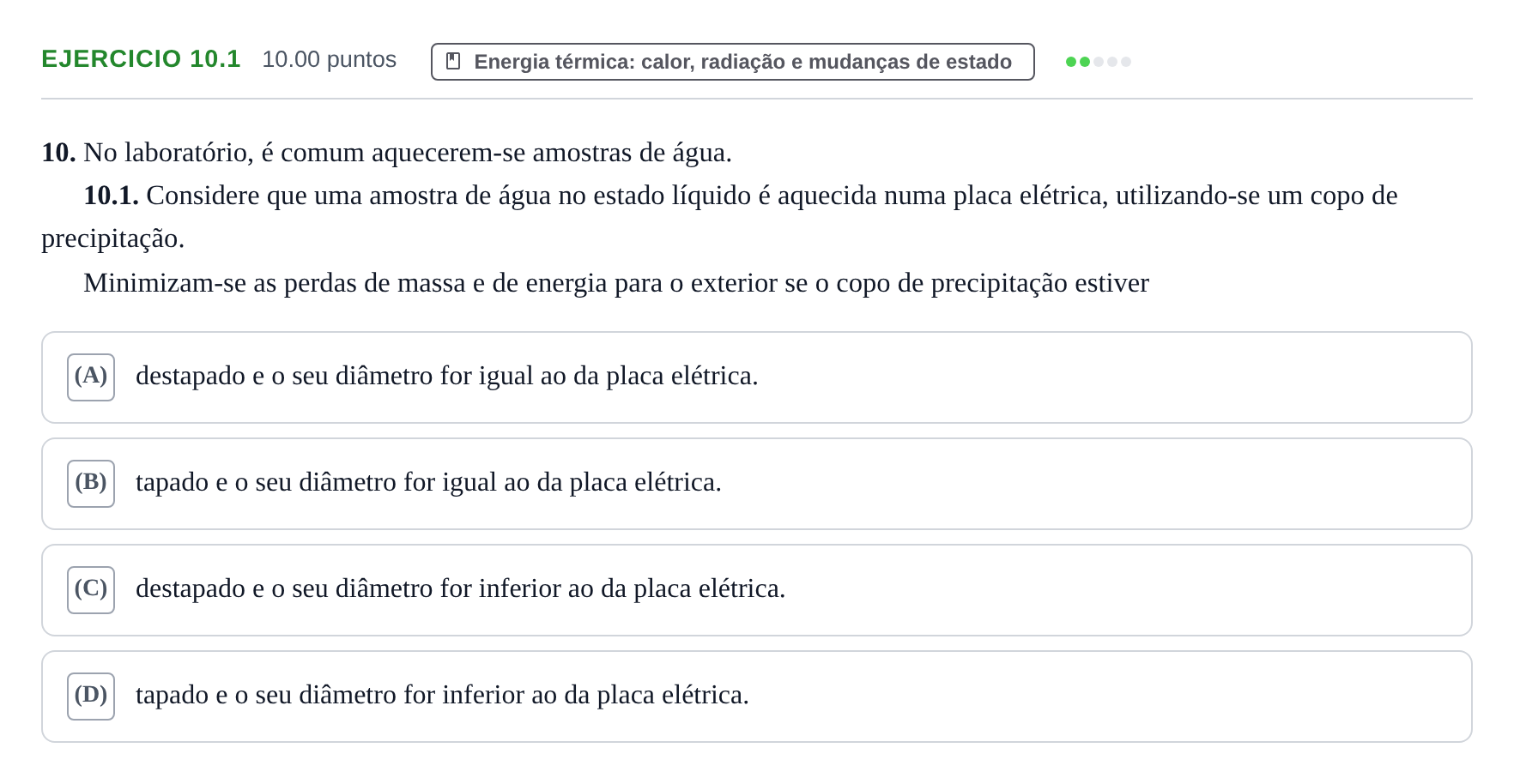 Enunciado: Exercício 10.1 · Exame Nacional Física e Química A 2.ª fase 2023