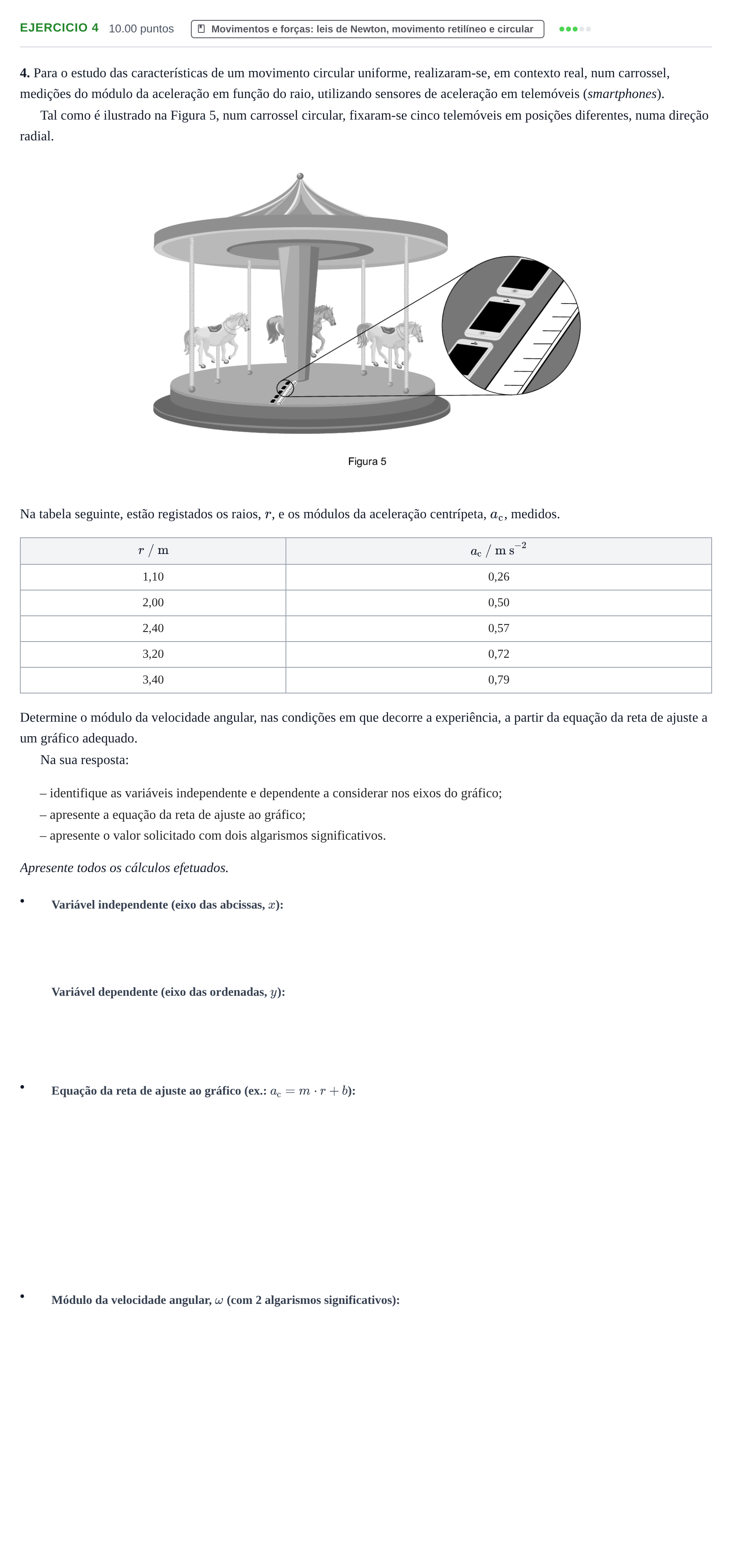 Enunciado: Exercício 4 · Exame Nacional Física e Química A 2.ª fase 2023