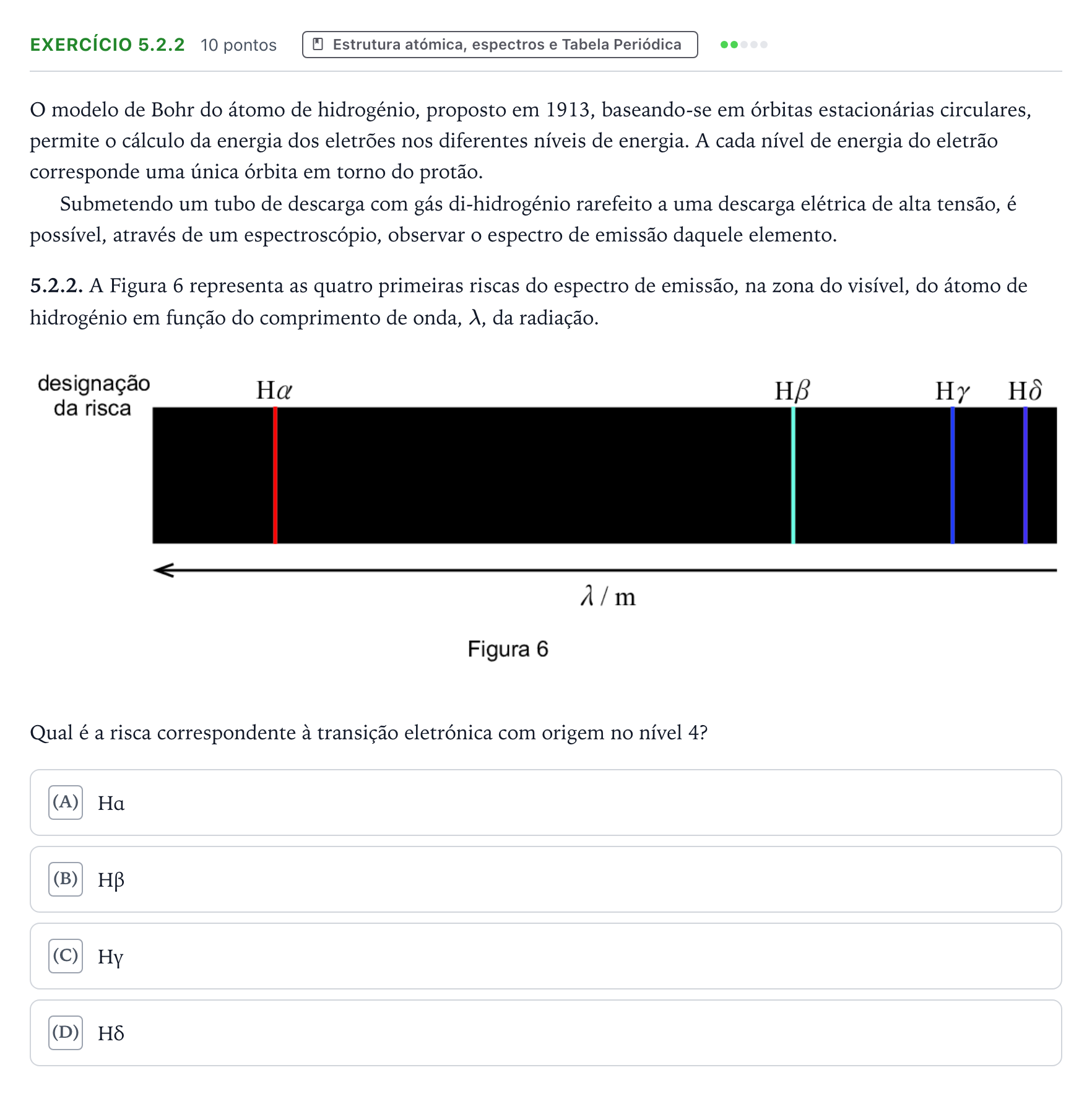 Enunciado: Exercício 5.2.2 · Exame Nacional Física e Química A 2.ª fase 2023