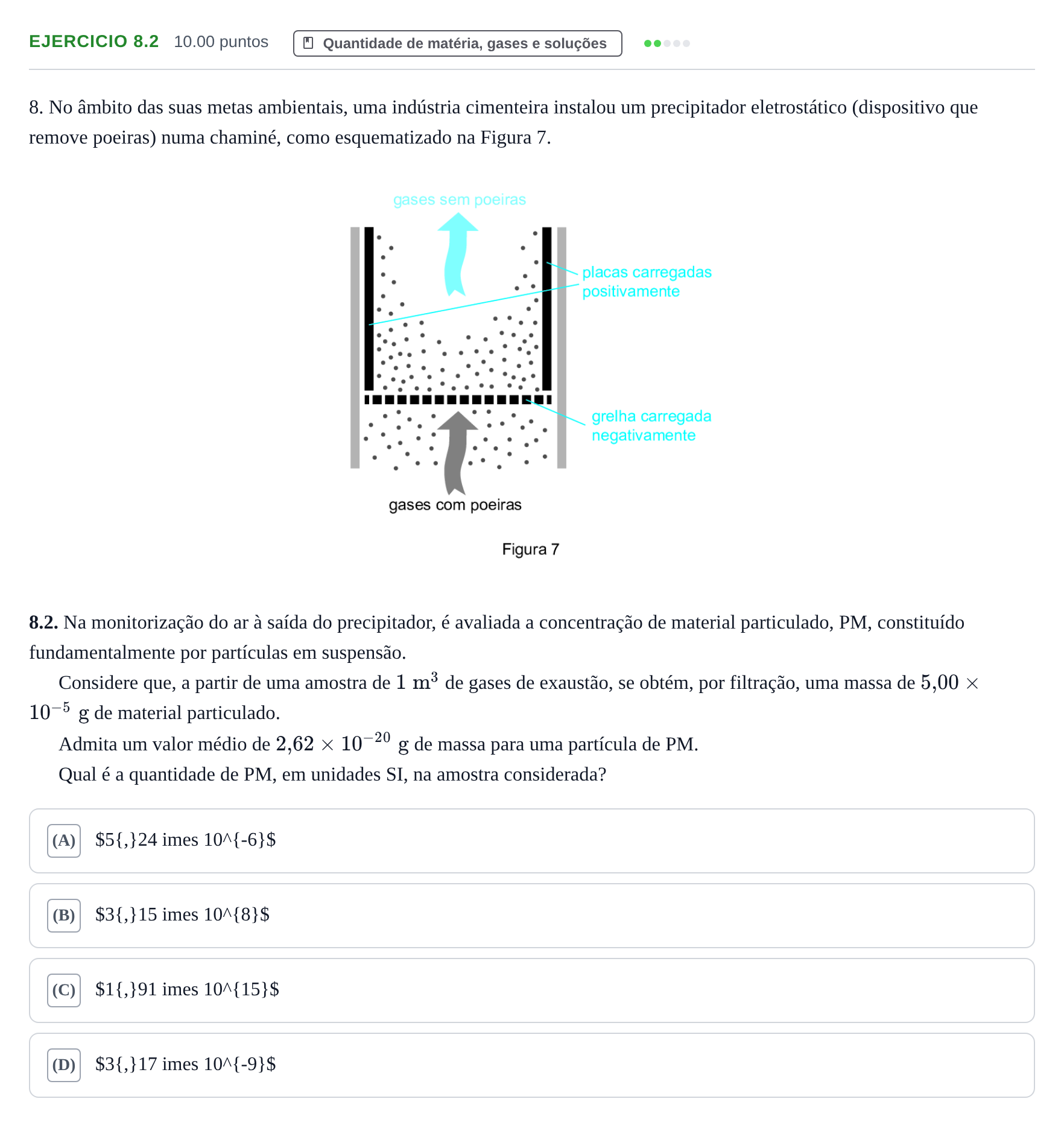 Enunciado: Exercício 8.2 · Exame Nacional Física e Química A 2.ª fase 2023