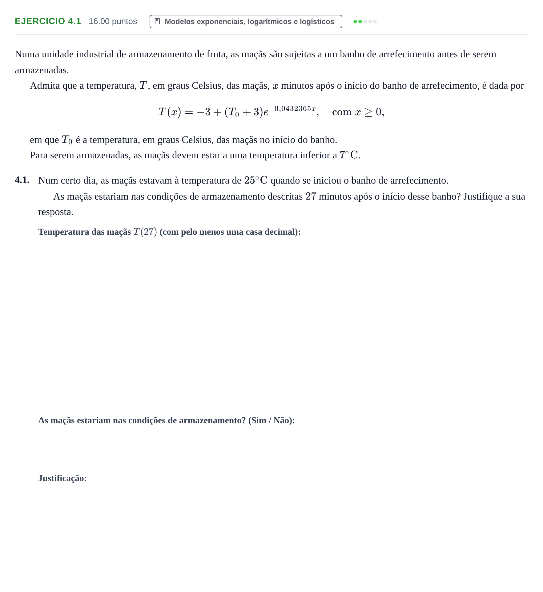 Enunciado: Exercício 4.1 · Exame Nacional Matemática B 1.ª fase 2023