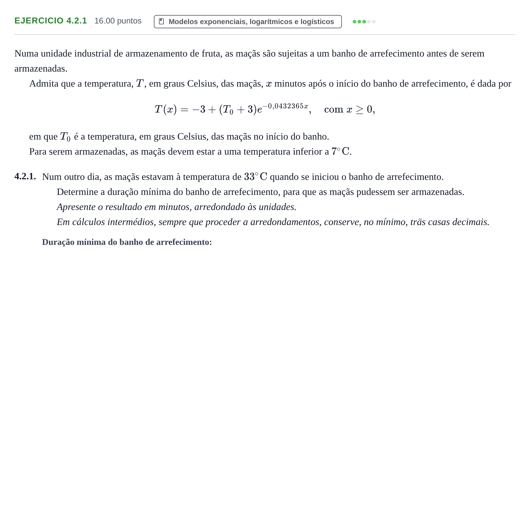 Enunciado: Exercício 4.2.1 · Exame Nacional Matemática B 1.ª fase 2023