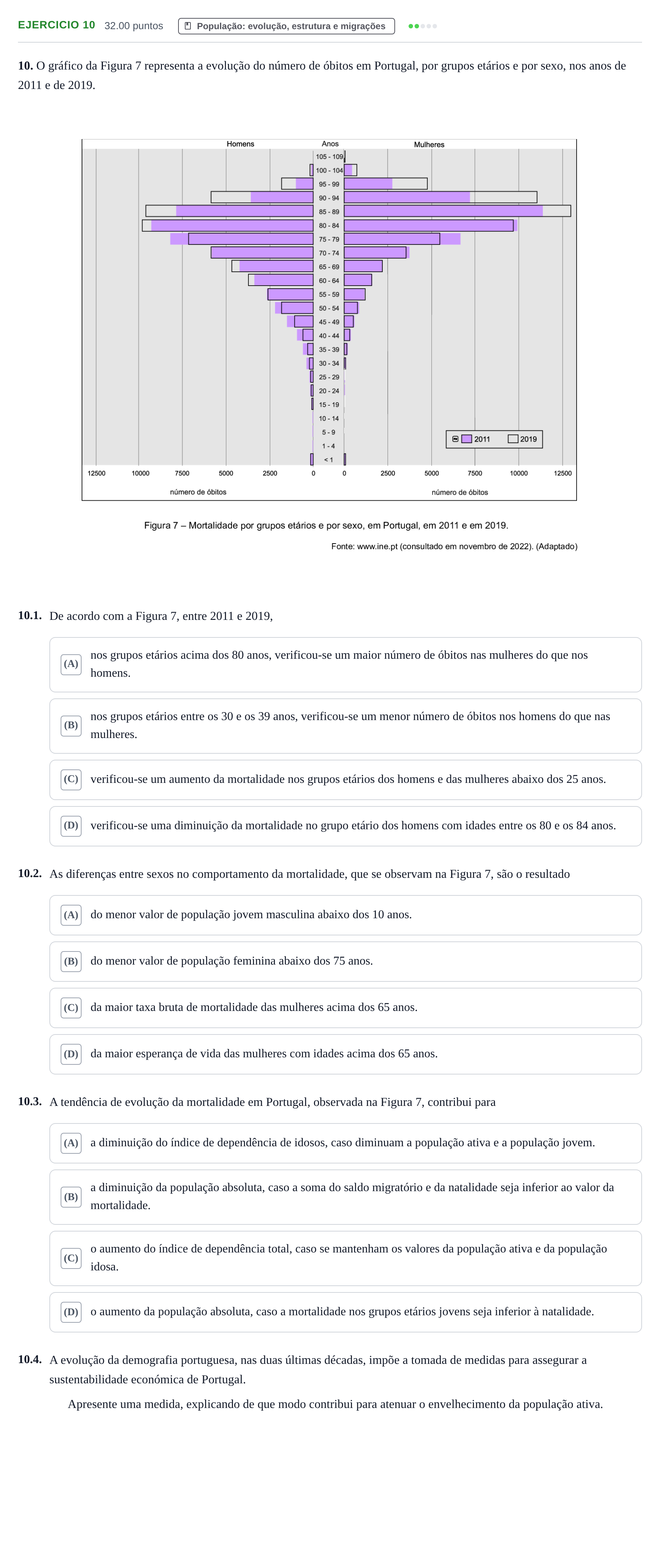 Enunciado: Exercício 10 · Exame Nacional Geografia A 2.ª fase 2023