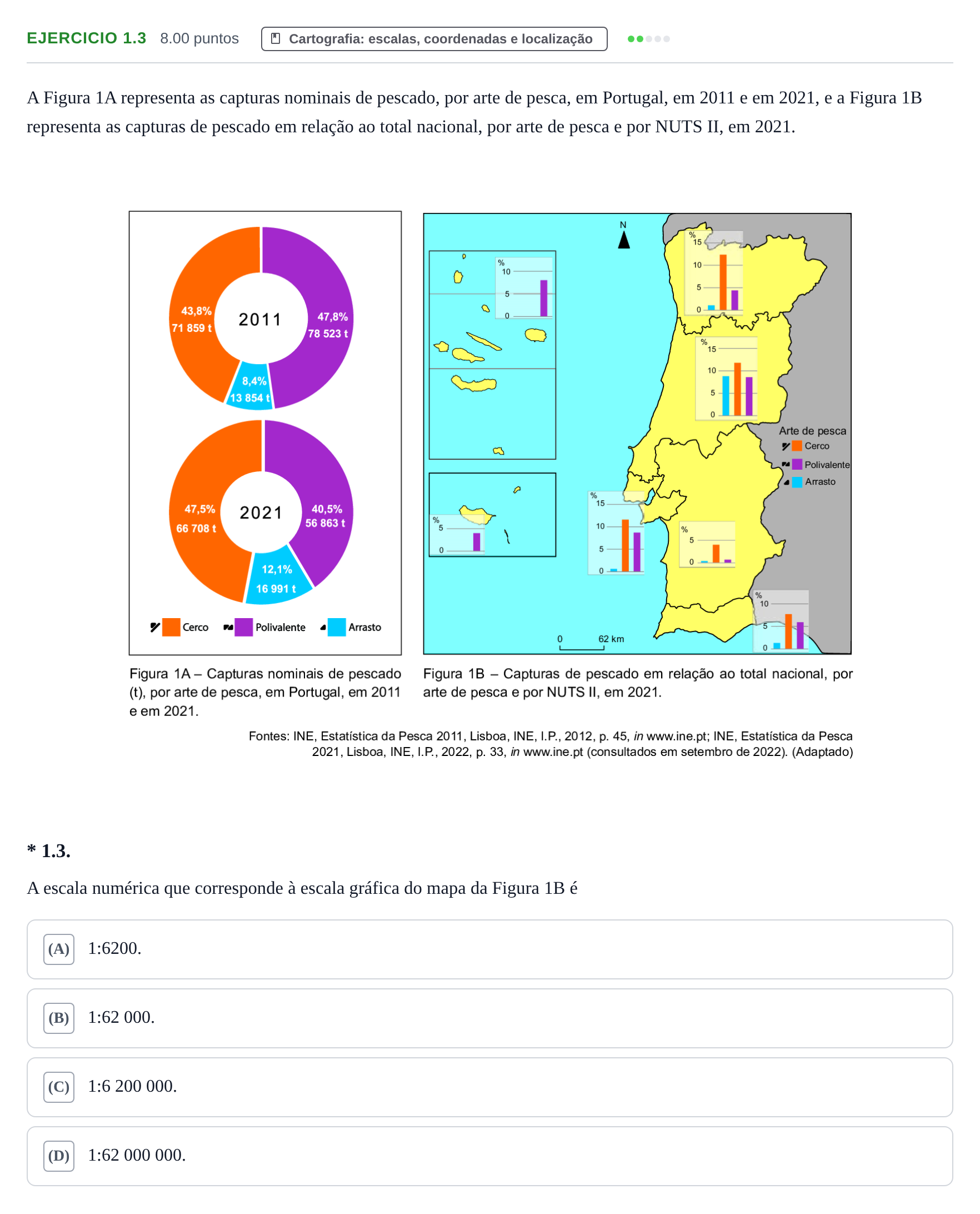 Enunciado: Exercício 1.3 · Exame Nacional Geografia A 2.ª fase 2023