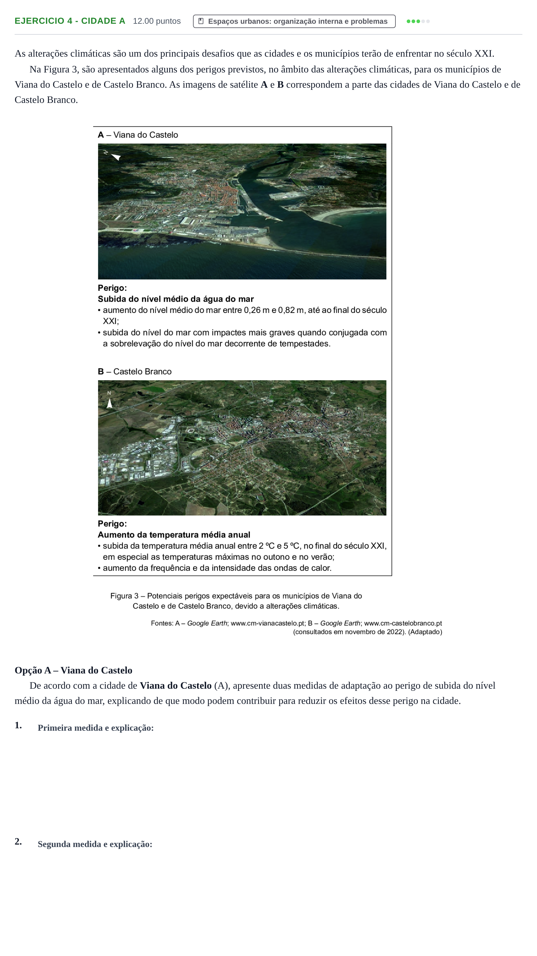 Enunciado: Exercício 4 - Cidade A · Exame Nacional Geografia A 2.ª fase 2023