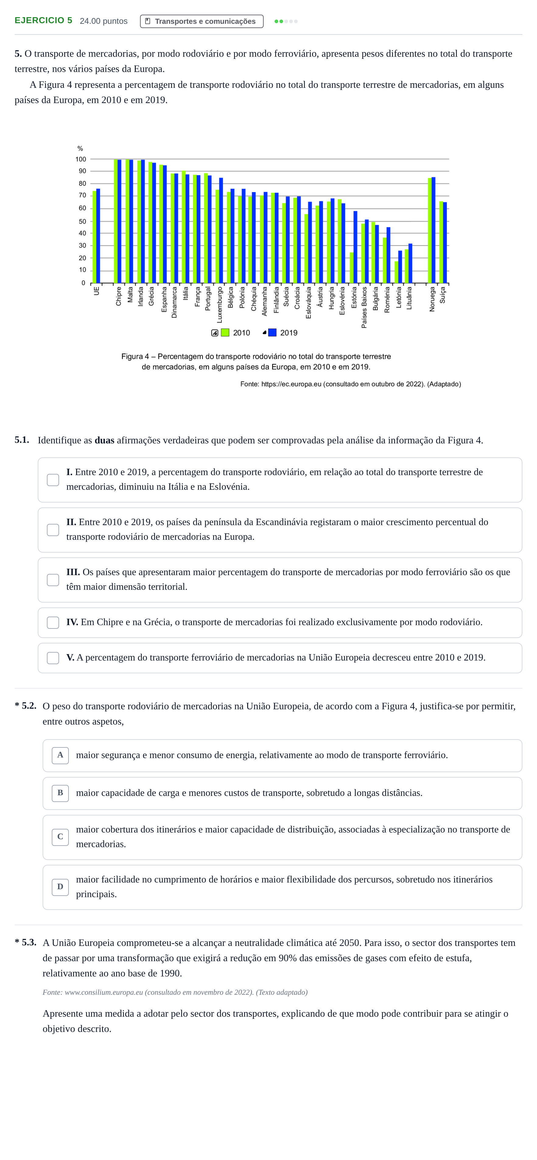 Enunciado: Exercício 5 · Exame Nacional Geografia A 2.ª fase 2023