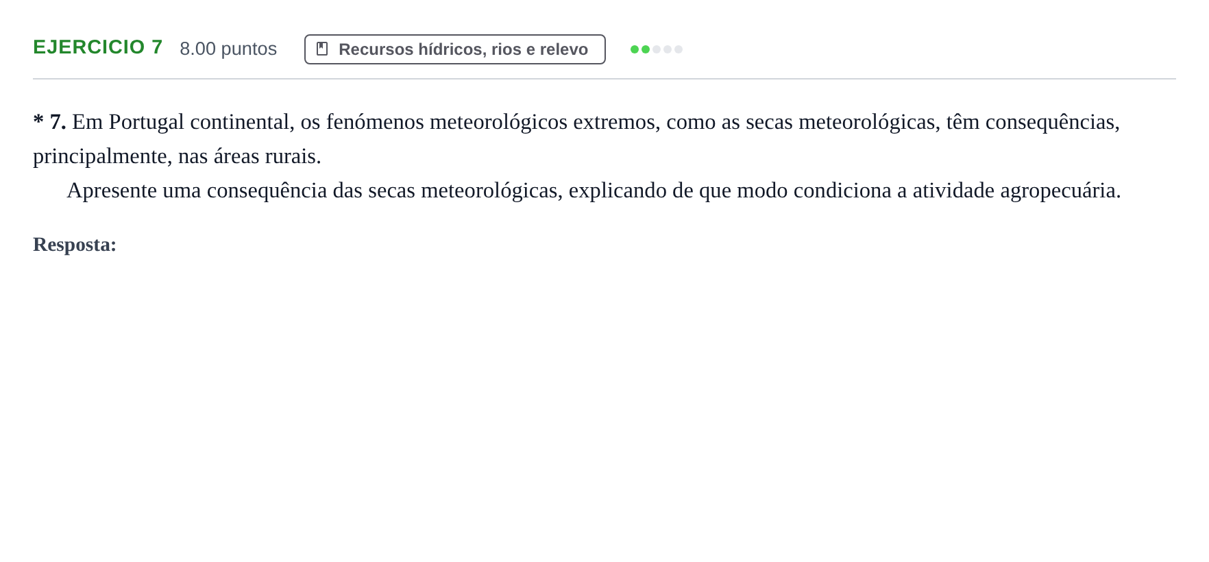 Enunciado: Exercício 7 · Exame Nacional Geografia A 2.ª fase 2023
