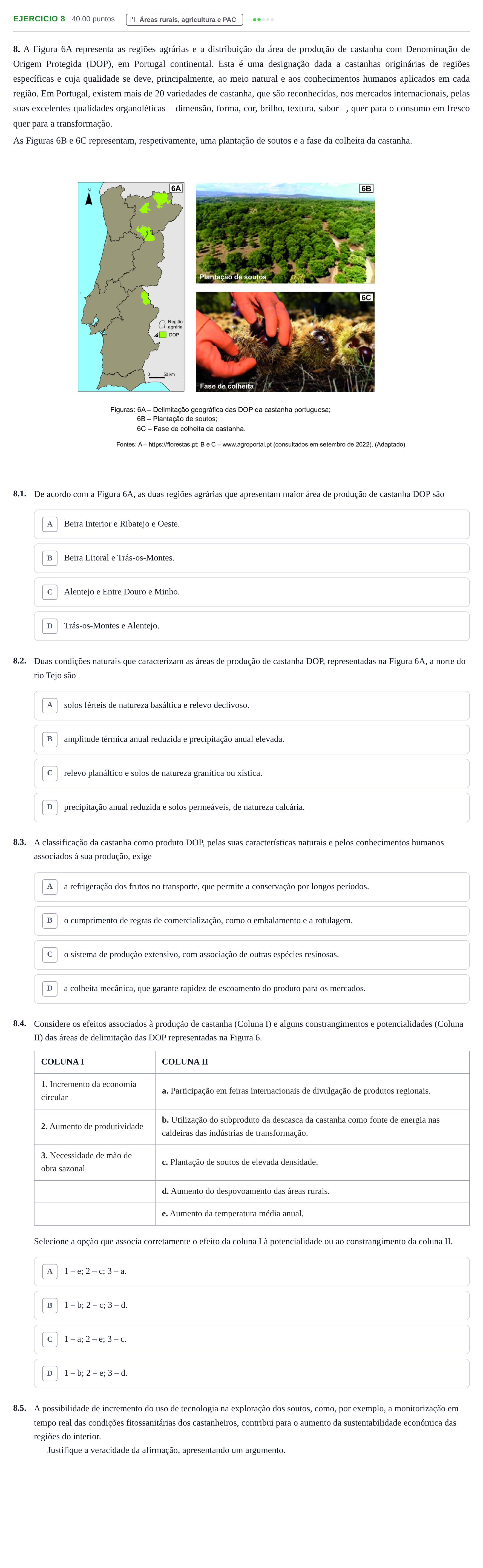 Enunciado: Exercício 8 · Exame Nacional Geografia A 2.ª fase 2023