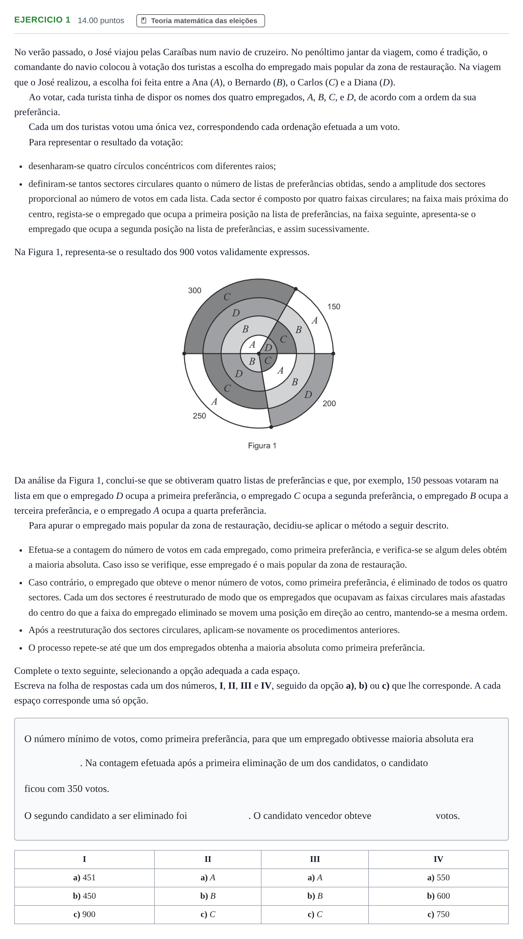 Enunciado: Exercício 1 · Exame Nacional Matemática Aplicada às Ciências Sociais 2.ª fase 2023
