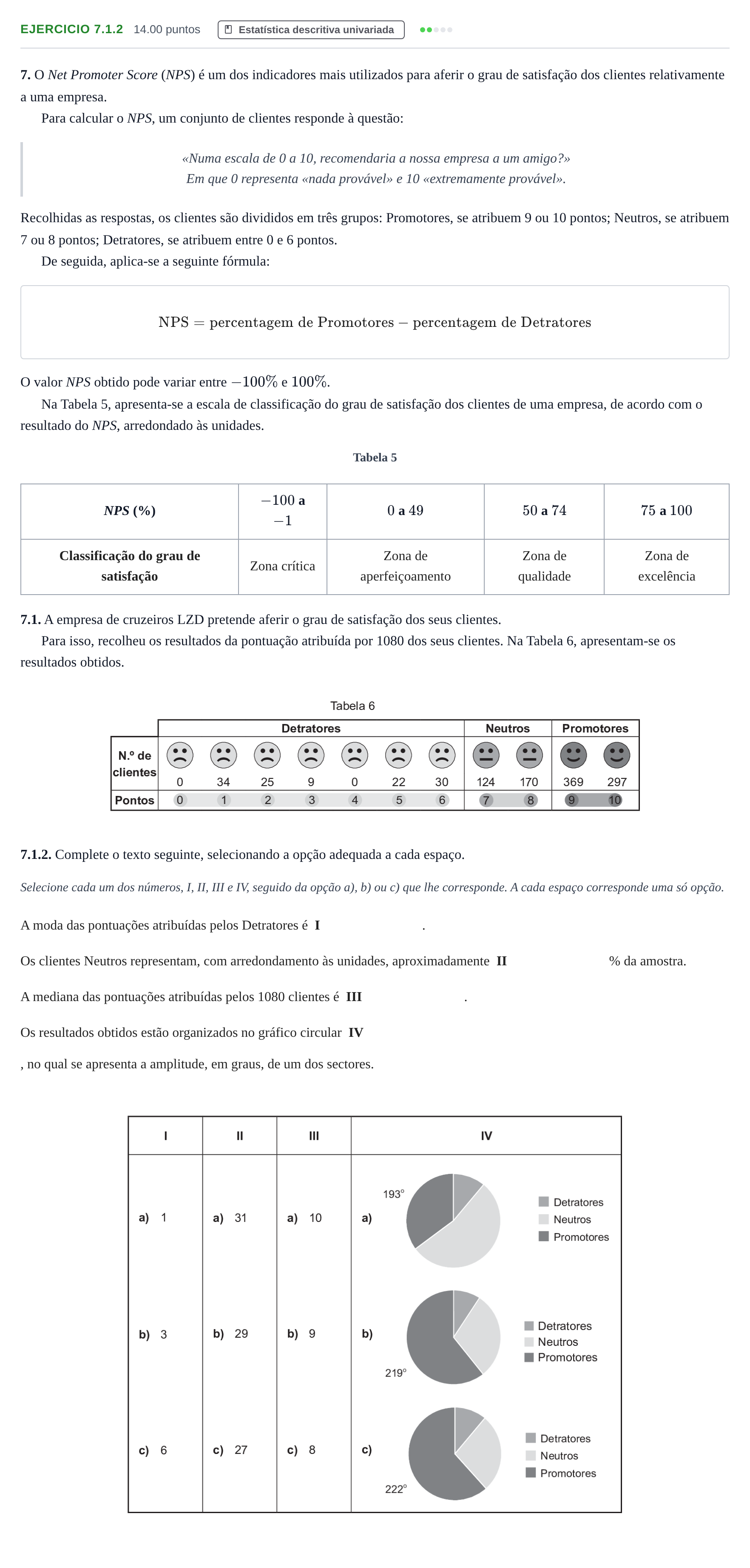 Enunciado: Exercício 7.1.2 · Exame Nacional Matemática Aplicada às Ciências Sociais 2.ª fase 2023