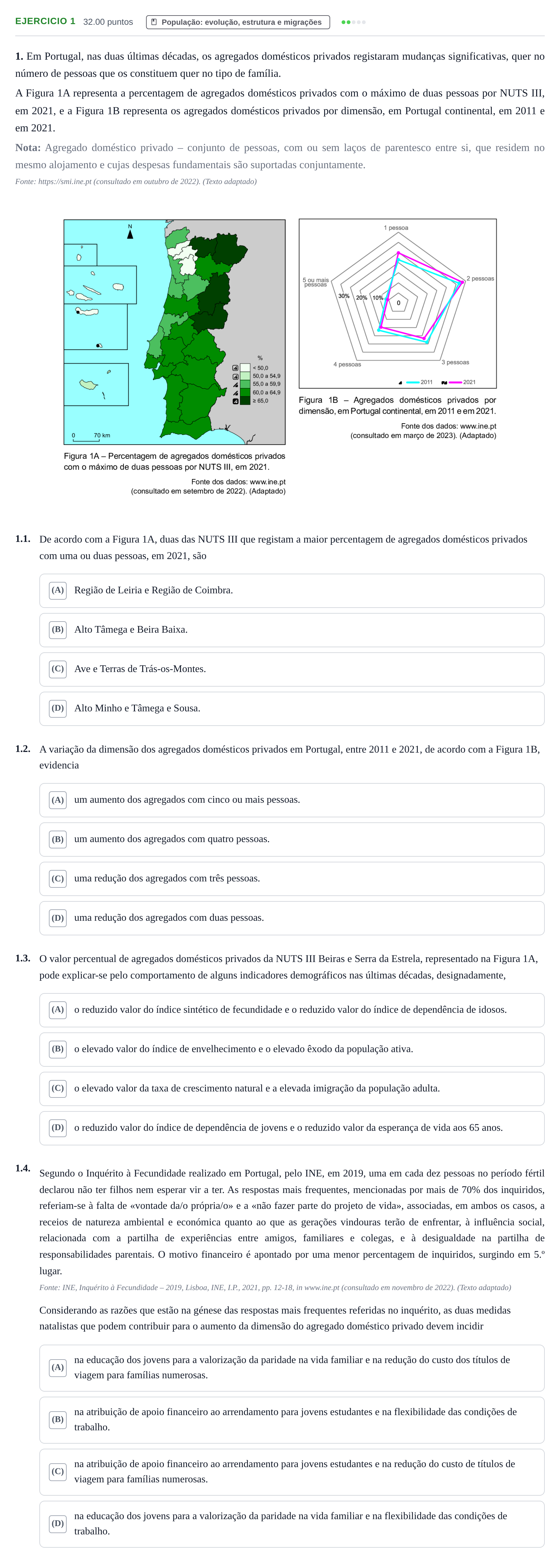 Enunciado: Exercício 1 - População · Exame Nacional Geografia A 1.ª fase 2023