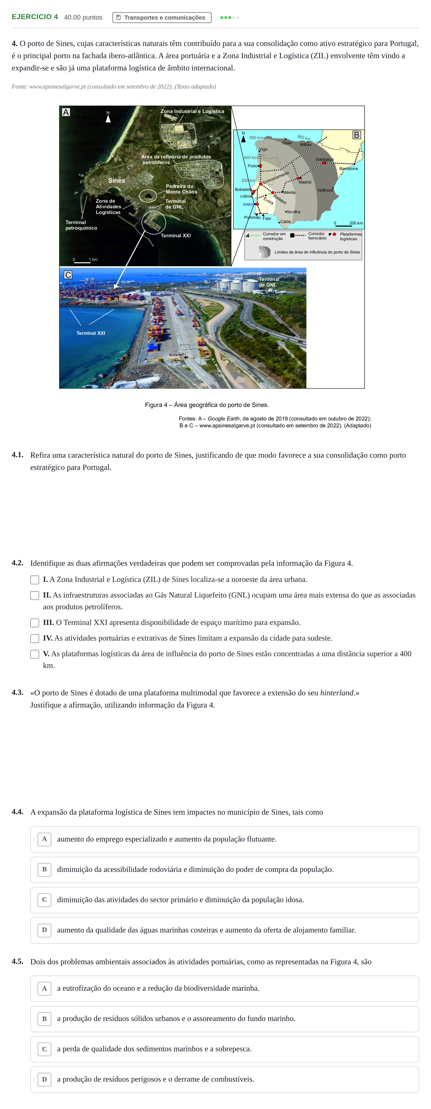 Enunciado: Exercício 4 · Exame Nacional Geografia A 1.ª fase 2023