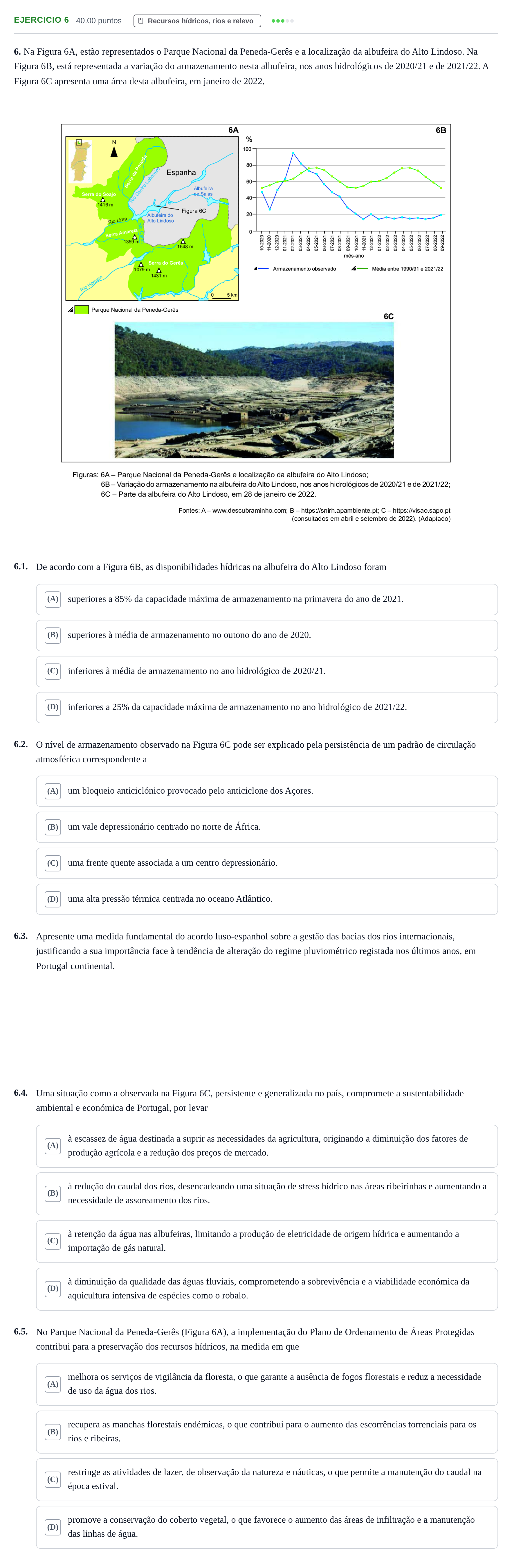 Enunciado: Exercício 6 · Exame Nacional Geografia A 1.ª fase 2023