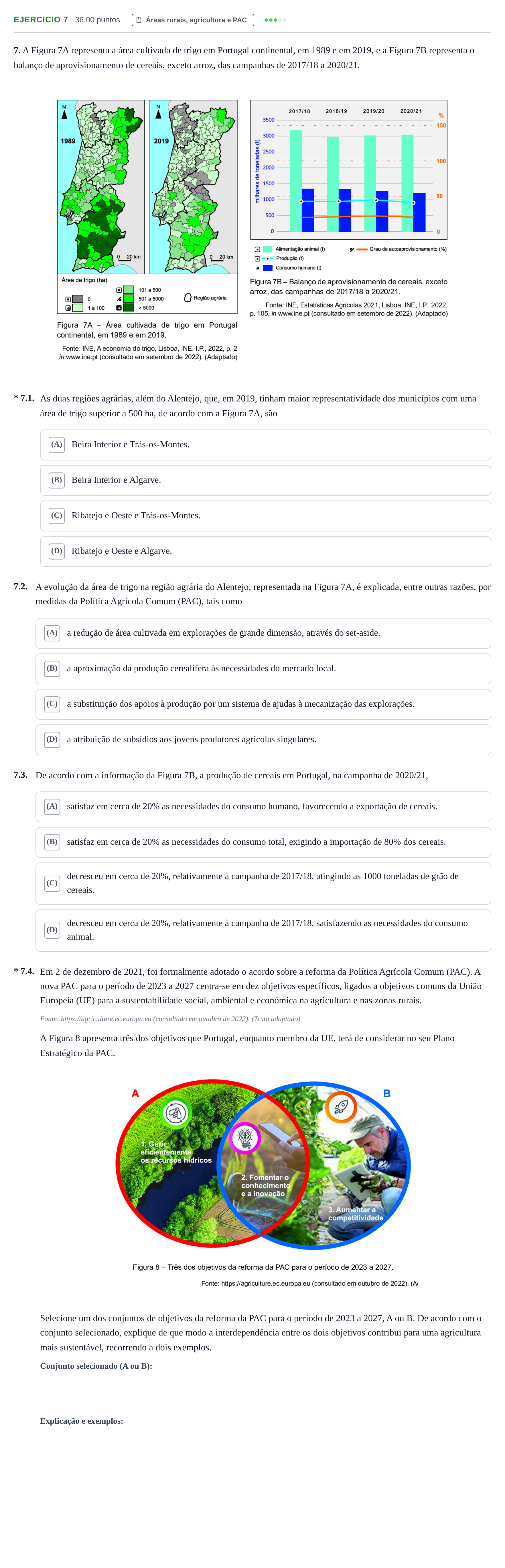 Enunciado: Exercício 7 · Exame Nacional Geografia A 1.ª fase 2023