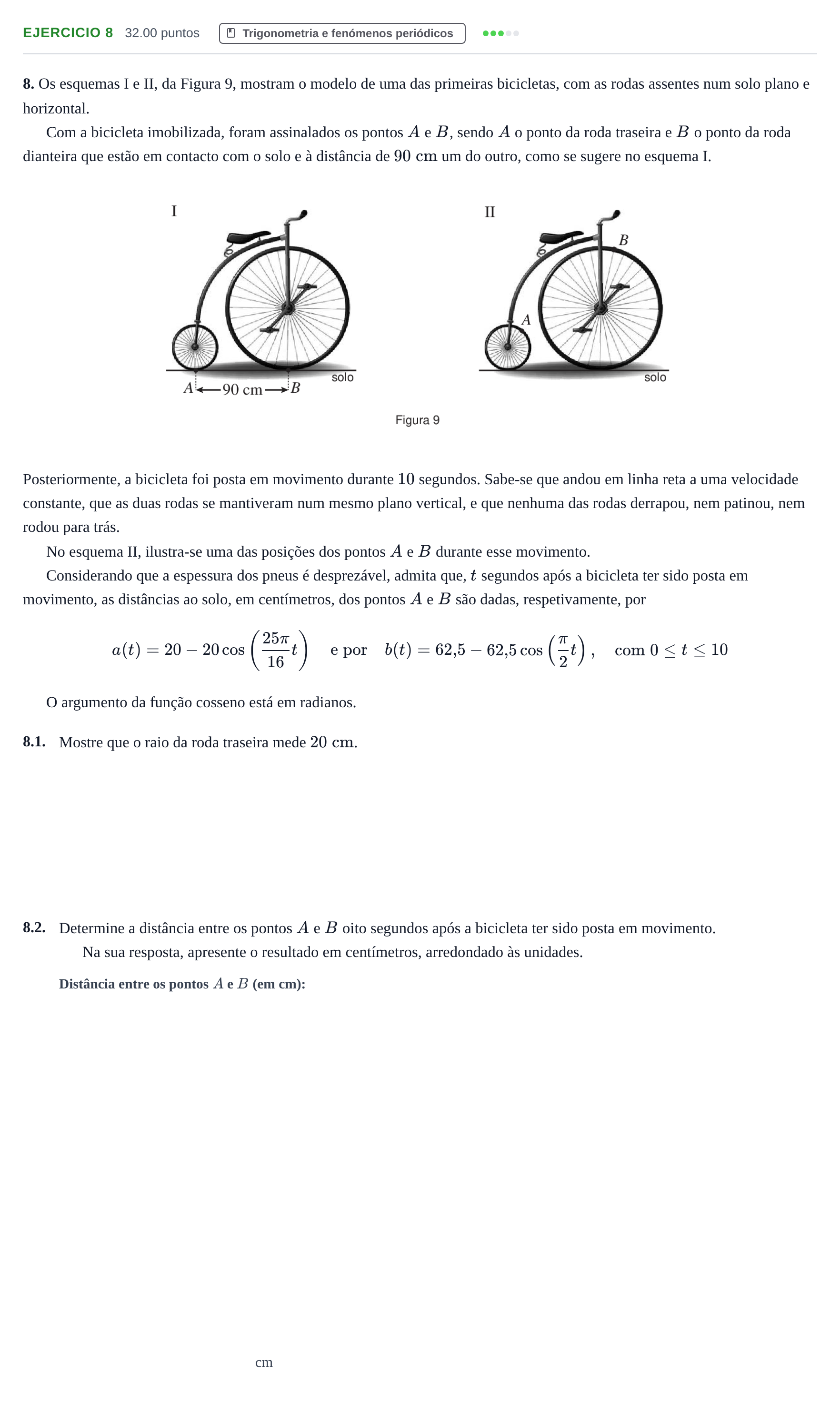 Enunciado: Exercício 8 · Exame Nacional Matemática B 2.ª fase 2023