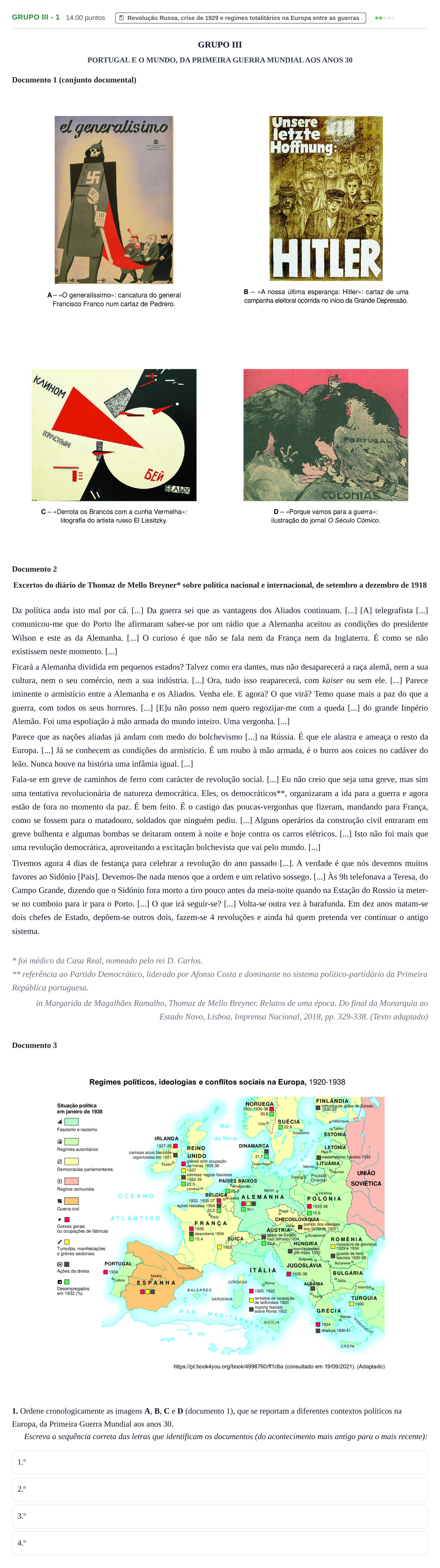 Enunciado: Grupo III - 1 · Exame Nacional História A 1.ª fase 2022