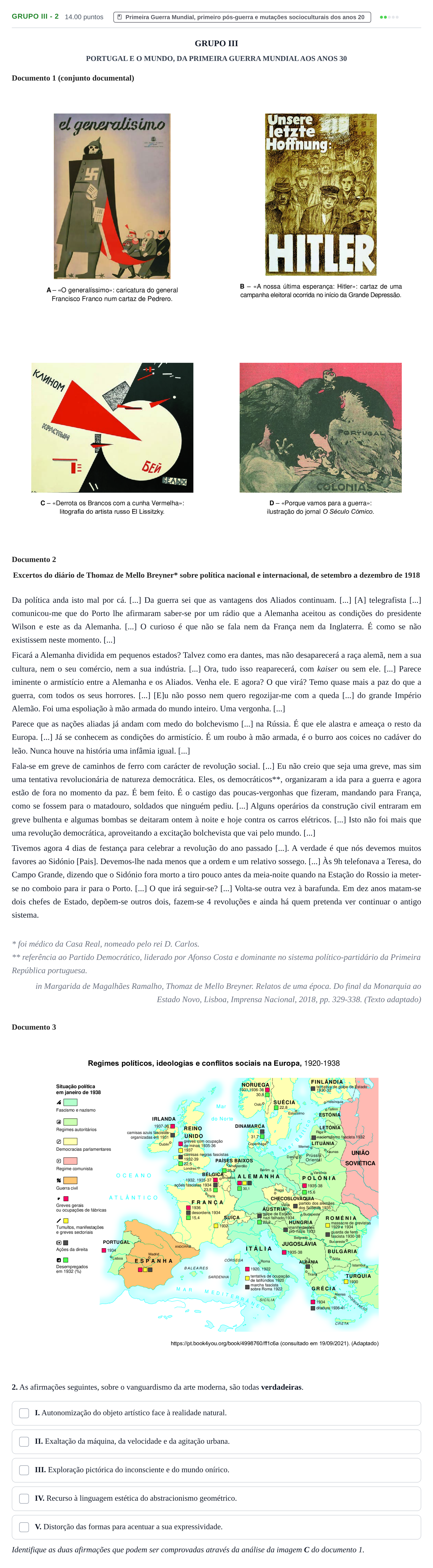 Enunciado: Grupo III - 2 · Exame Nacional História A 1.ª fase 2022