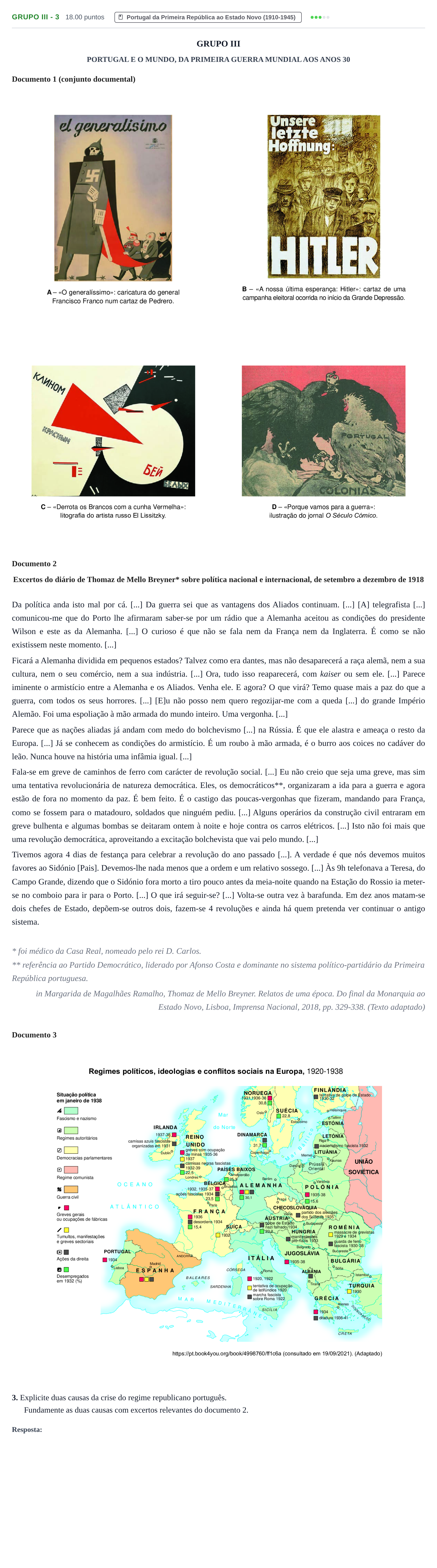 Enunciado: Grupo III - 3 · Exame Nacional História A 1.ª fase 2022