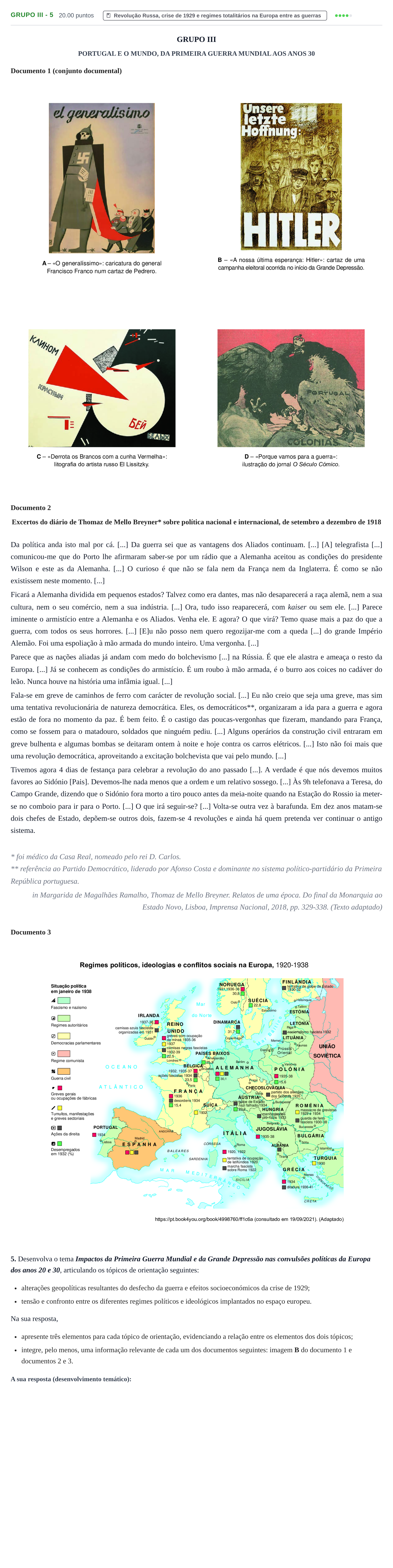 Enunciado: Grupo III - 5 · Exame Nacional História A 1.ª fase 2022