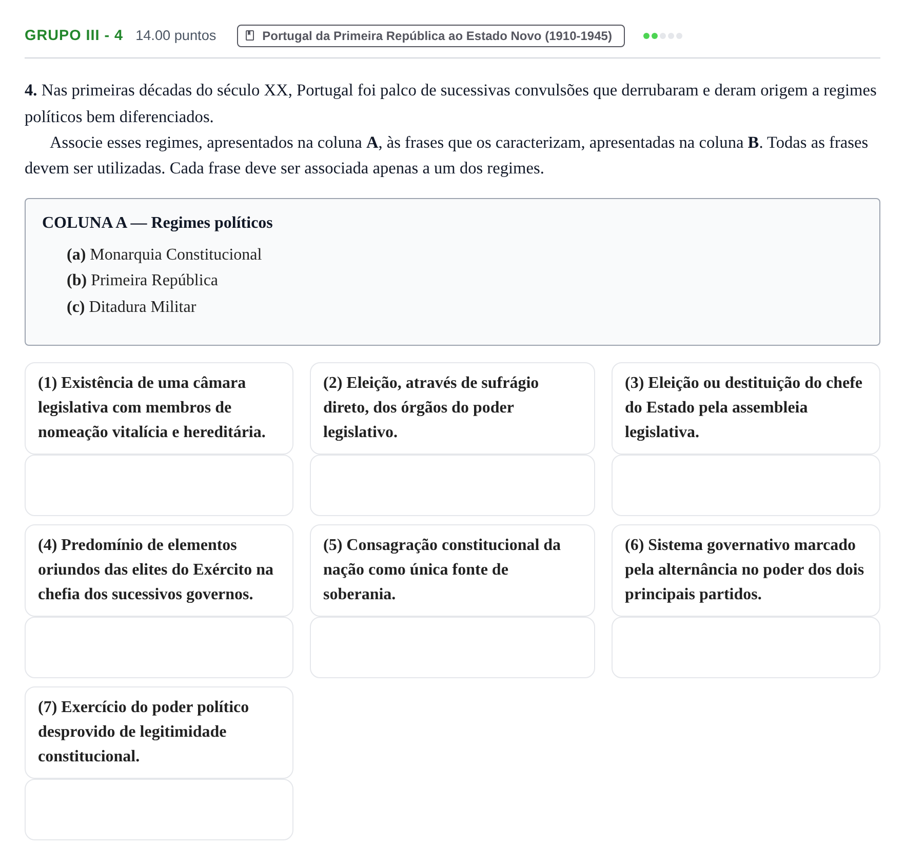 Enunciado: Grupo III - 4 · Exame Nacional História A 2.ª fase 2022