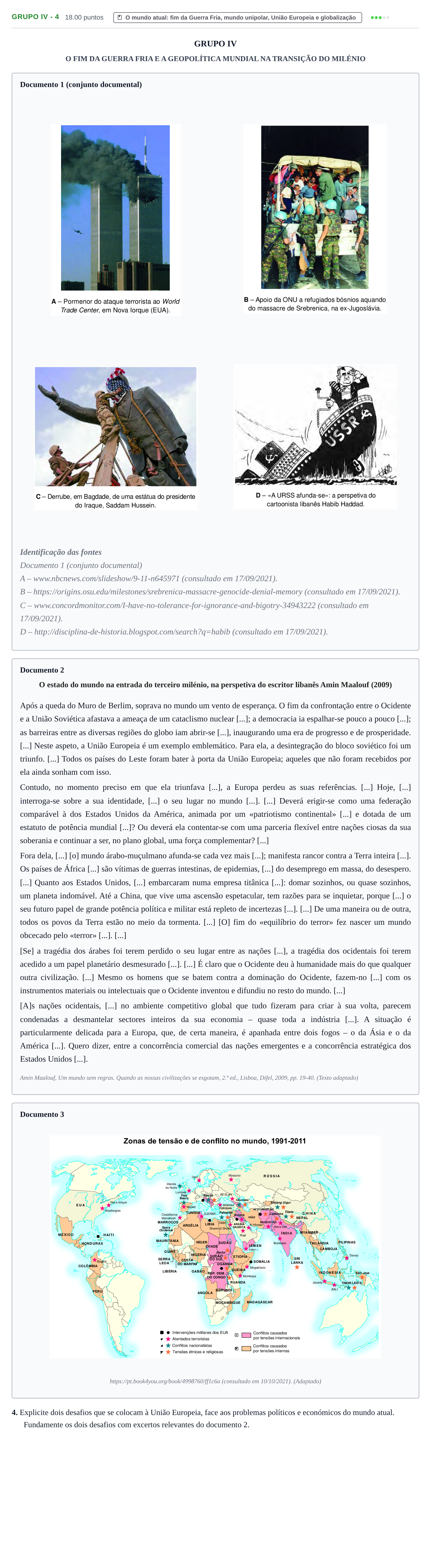 Enunciado: Grupo IV - 4 · Exame Nacional História A 2.ª fase 2022