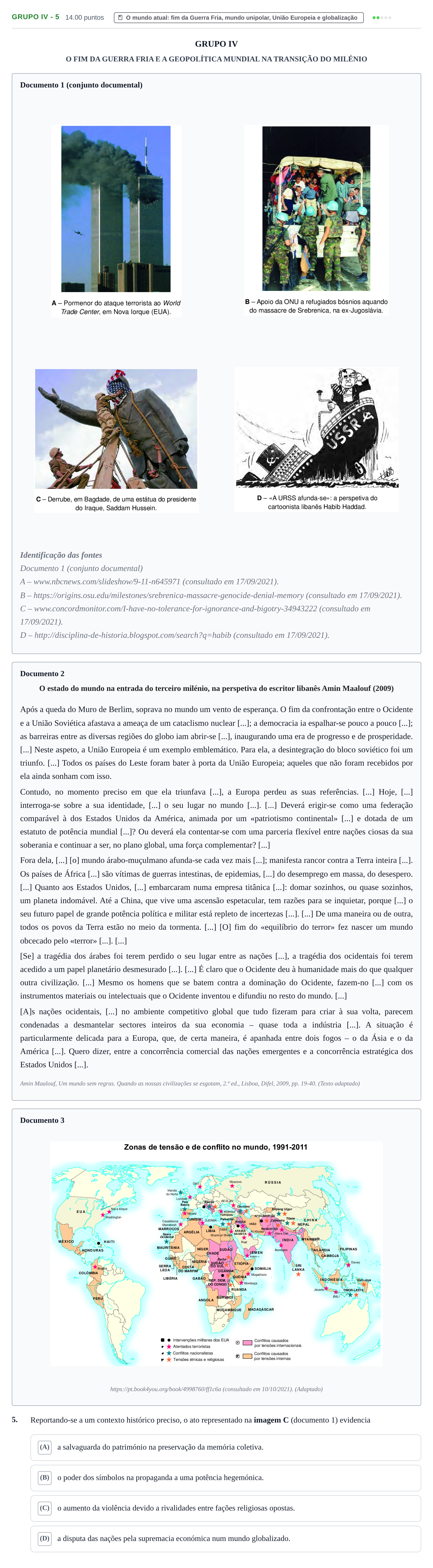 Enunciado: Grupo IV - 5 · Exame Nacional História A 2.ª fase 2022