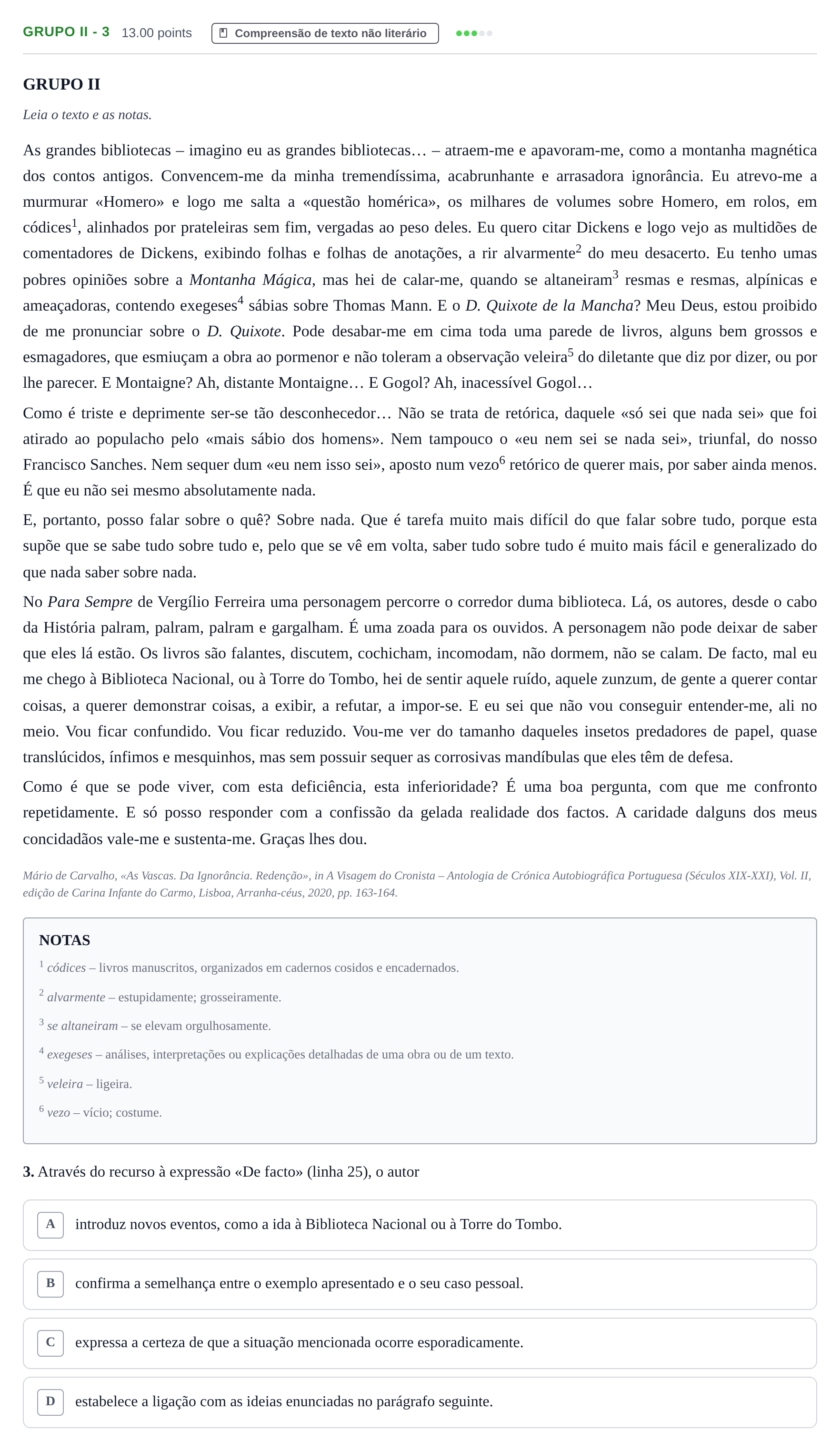 Enunciado: Grupo II - 3 · Exame Nacional Português 1.ª fase 2022