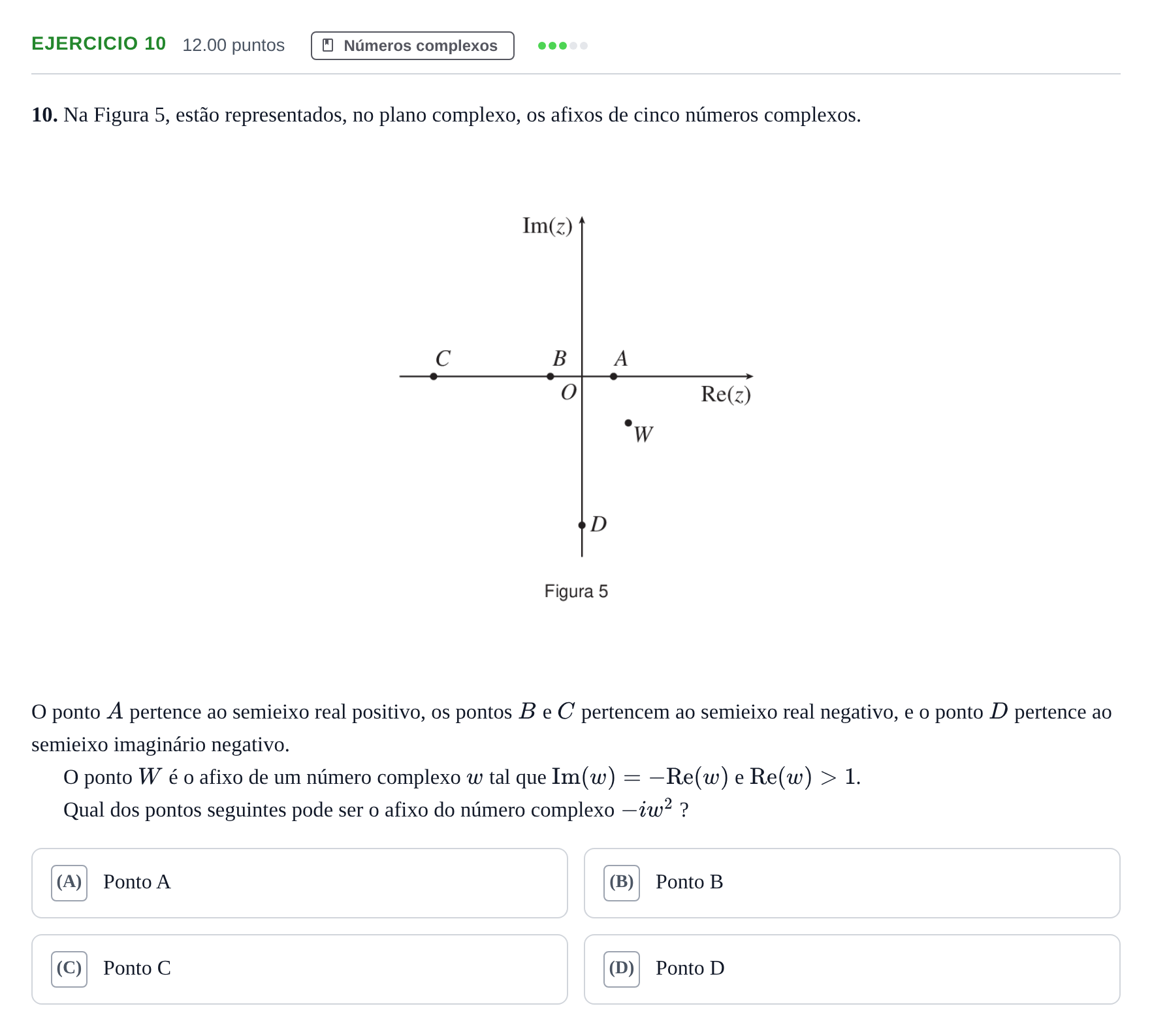 Enunciado: Exercício 10 · Exame Nacional Matemática A 1.ª fase 2022