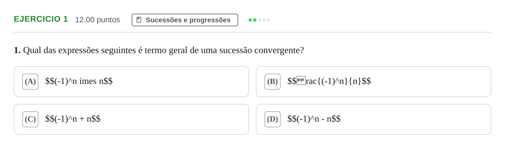 Enunciado: Exercício 1 · Exame Nacional Matemática A 1.ª fase 2022