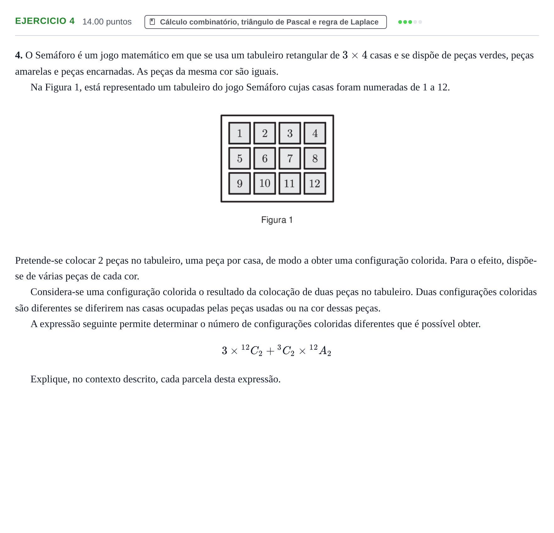 Enunciado: Exercício 4 · Exame Nacional Matemática A 1.ª fase 2022
