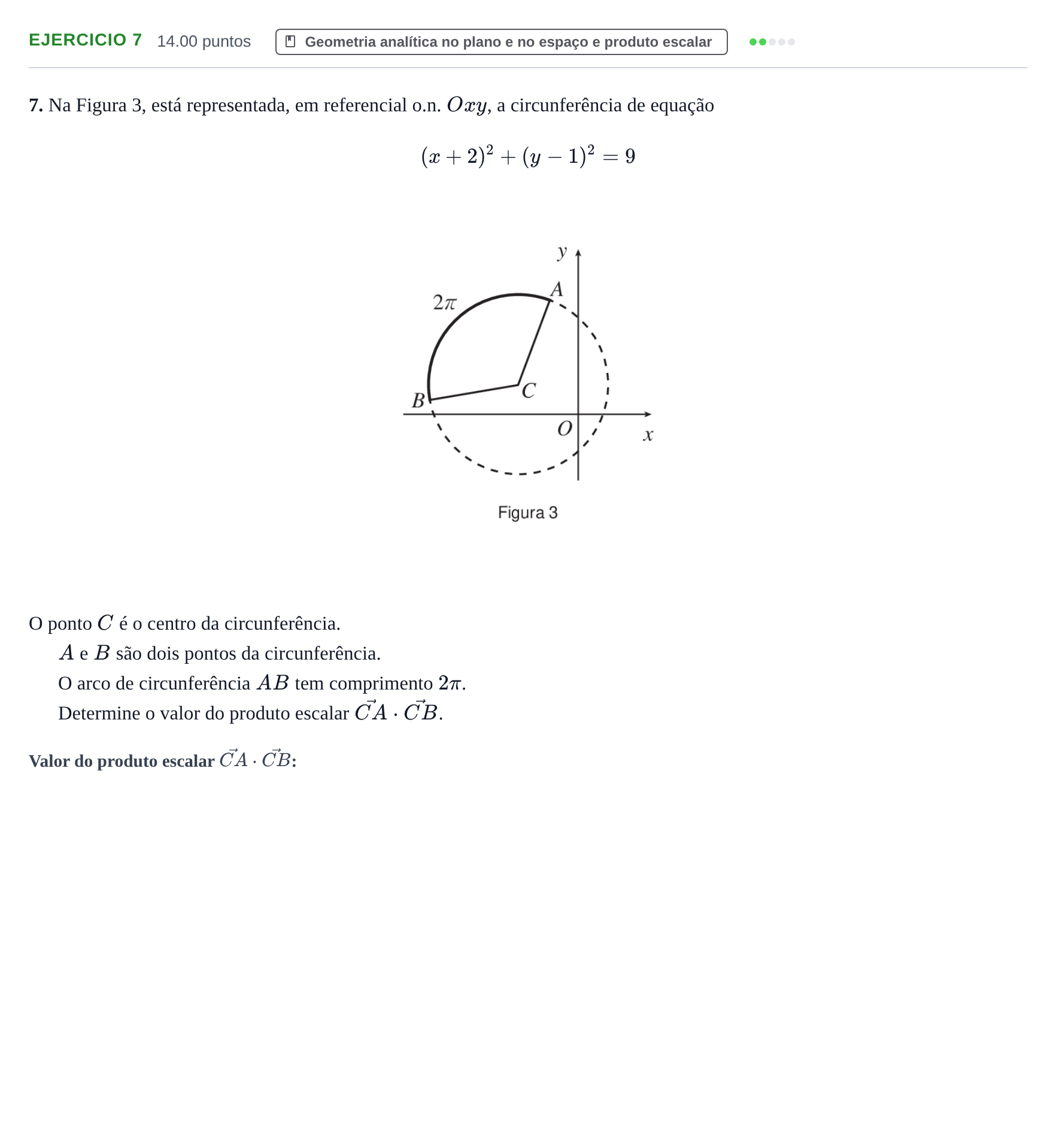 Enunciado: Exercício 7 · Exame Nacional Matemática A 1.ª fase 2022