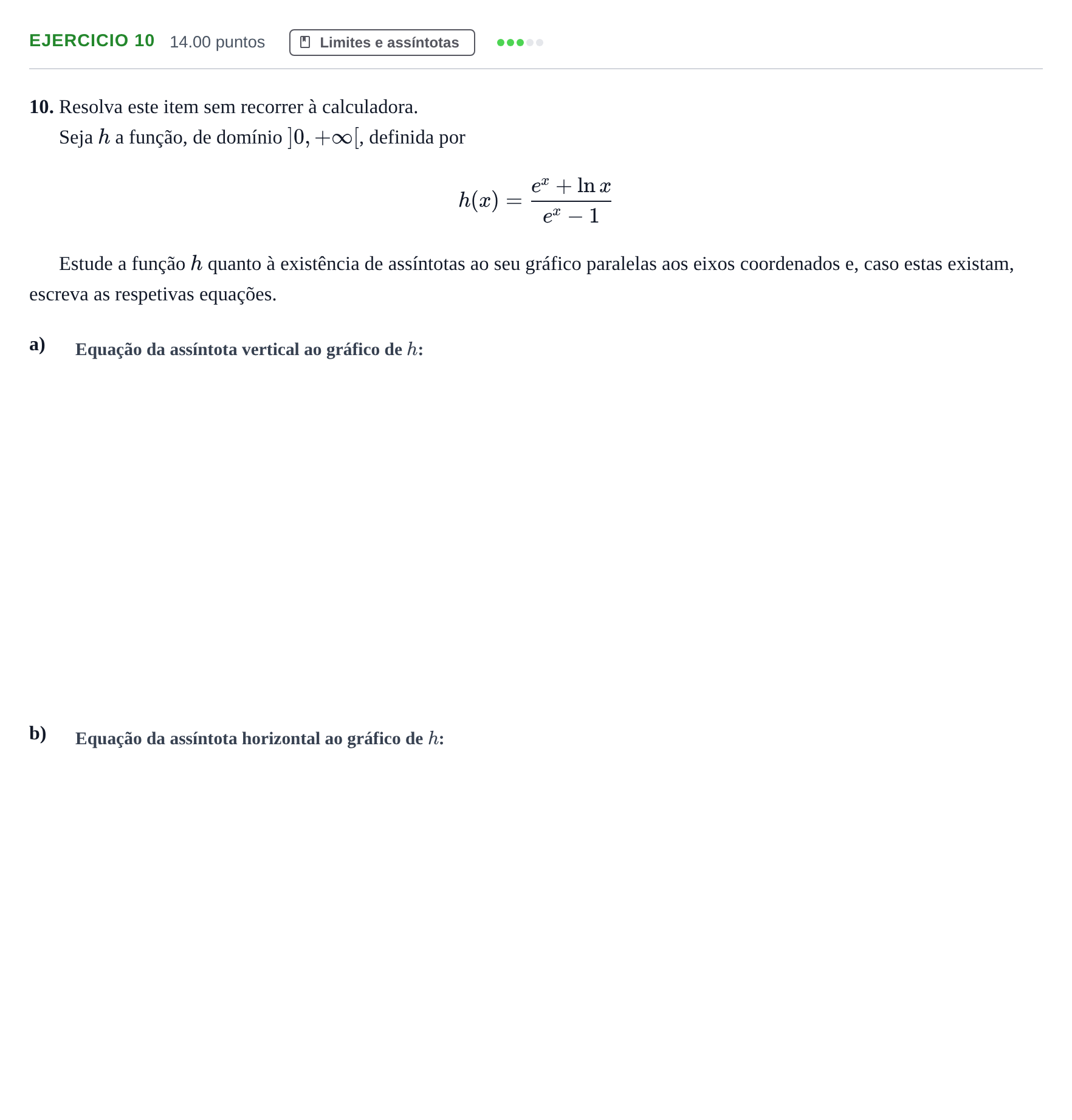 Enunciado: Exercício 10 · Exame Nacional Matemática A 2.ª fase 2022