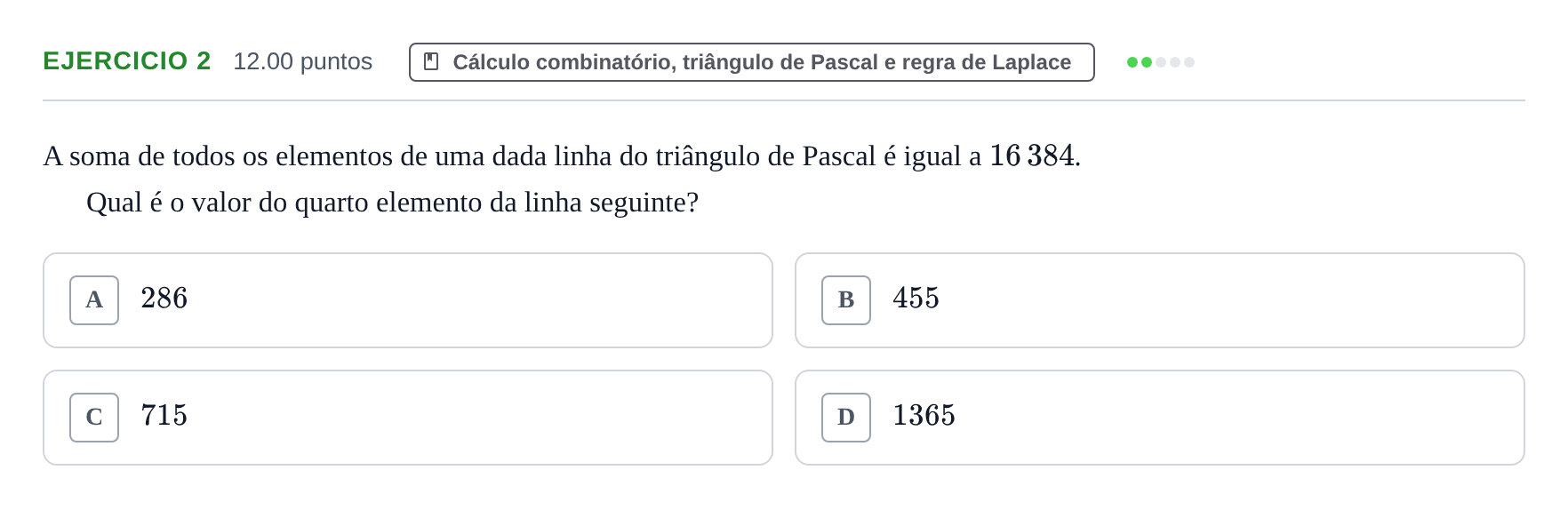 Enunciado: Exercício 2 · Exame Nacional Matemática A 2.ª fase 2022