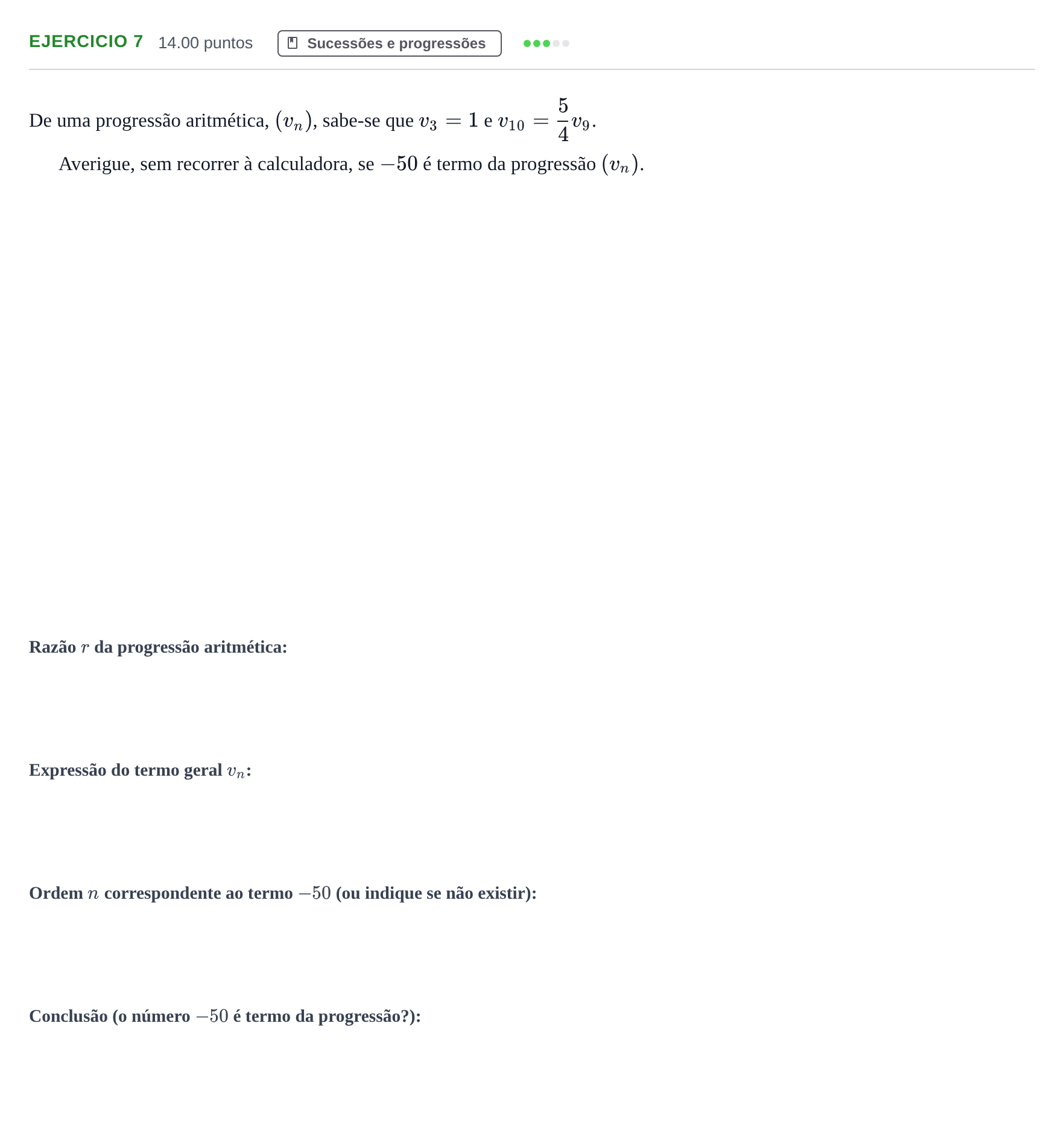 Enunciado: Exercício 7 · Exame Nacional Matemática A Época especial 2022