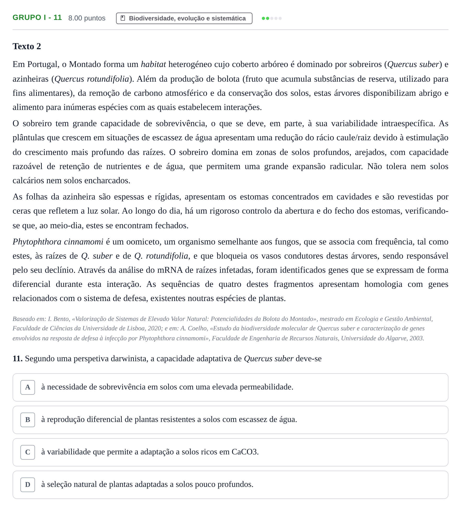 Enunciado: Grupo I - 11 · Exame Nacional Biologia e Geologia Época especial 2022
