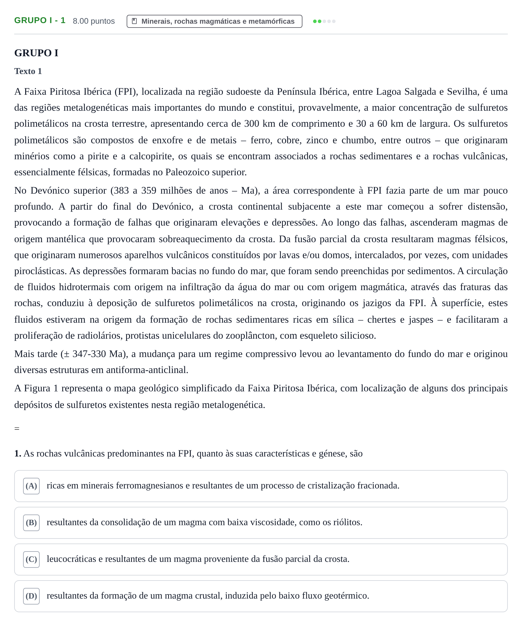 Enunciado: Grupo I - 1 · Exame Nacional Biologia e Geologia Época especial 2022