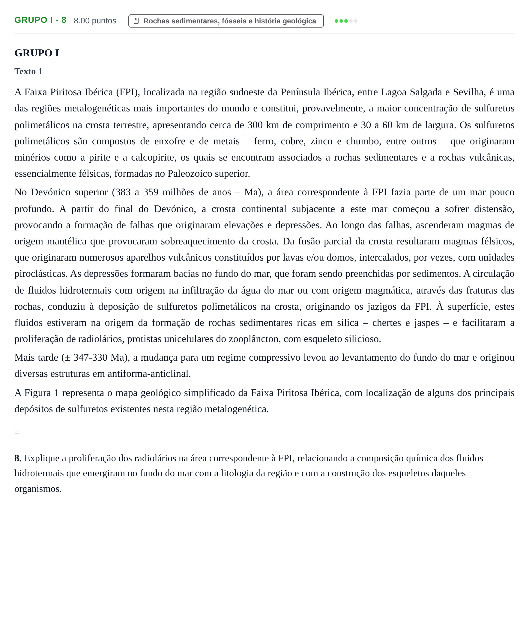 Enunciado: Grupo I - 8 · Exame Nacional Biologia e Geologia Época especial 2022
