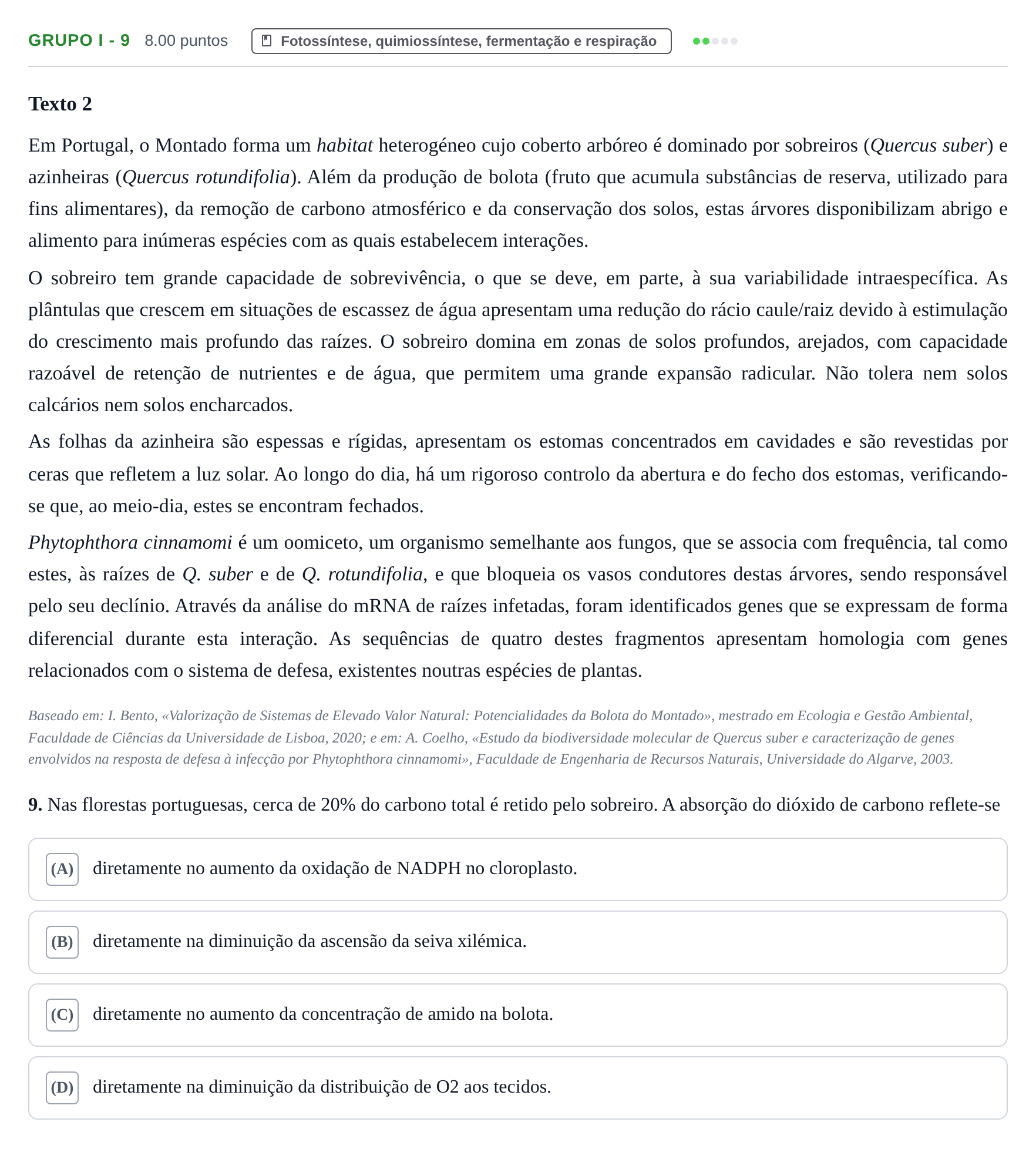 Enunciado: Grupo I - 9 · Exame Nacional Biologia e Geologia Época especial 2022