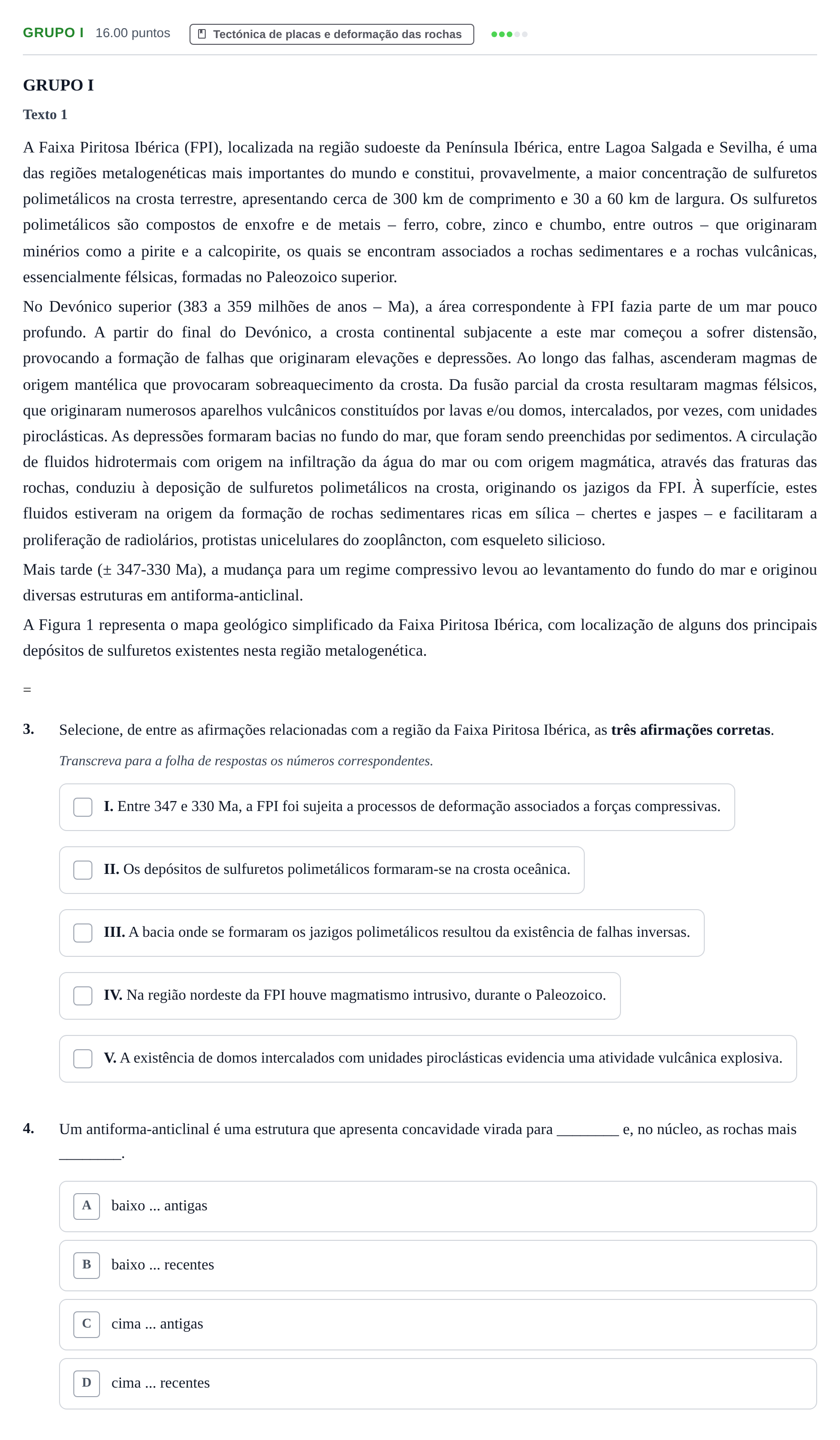 Enunciado: Grupo I · Exame Nacional Biologia e Geologia Época especial 2022
