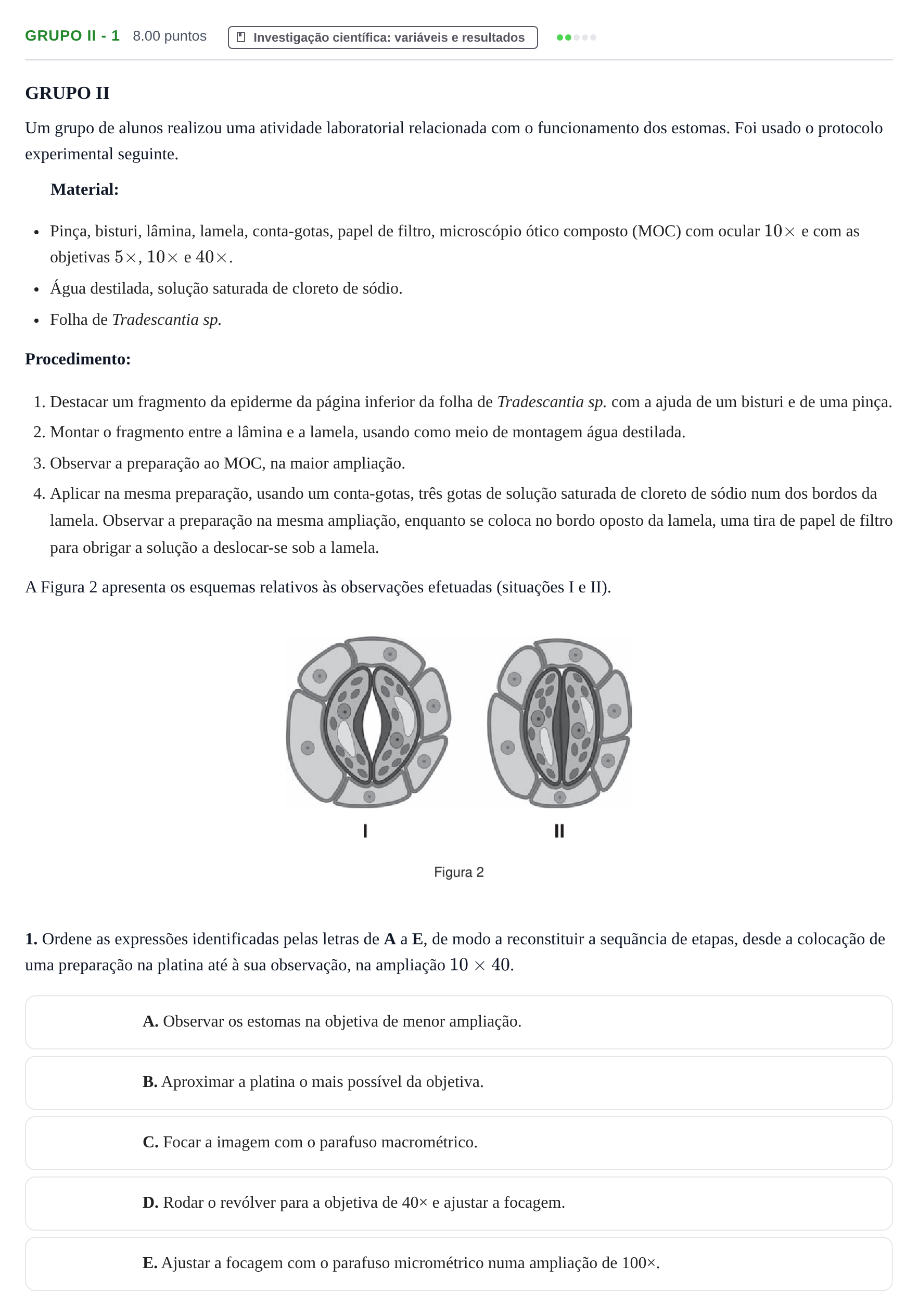 Enunciado: Grupo II - 1 · Exame Nacional Biologia e Geologia Época especial 2022