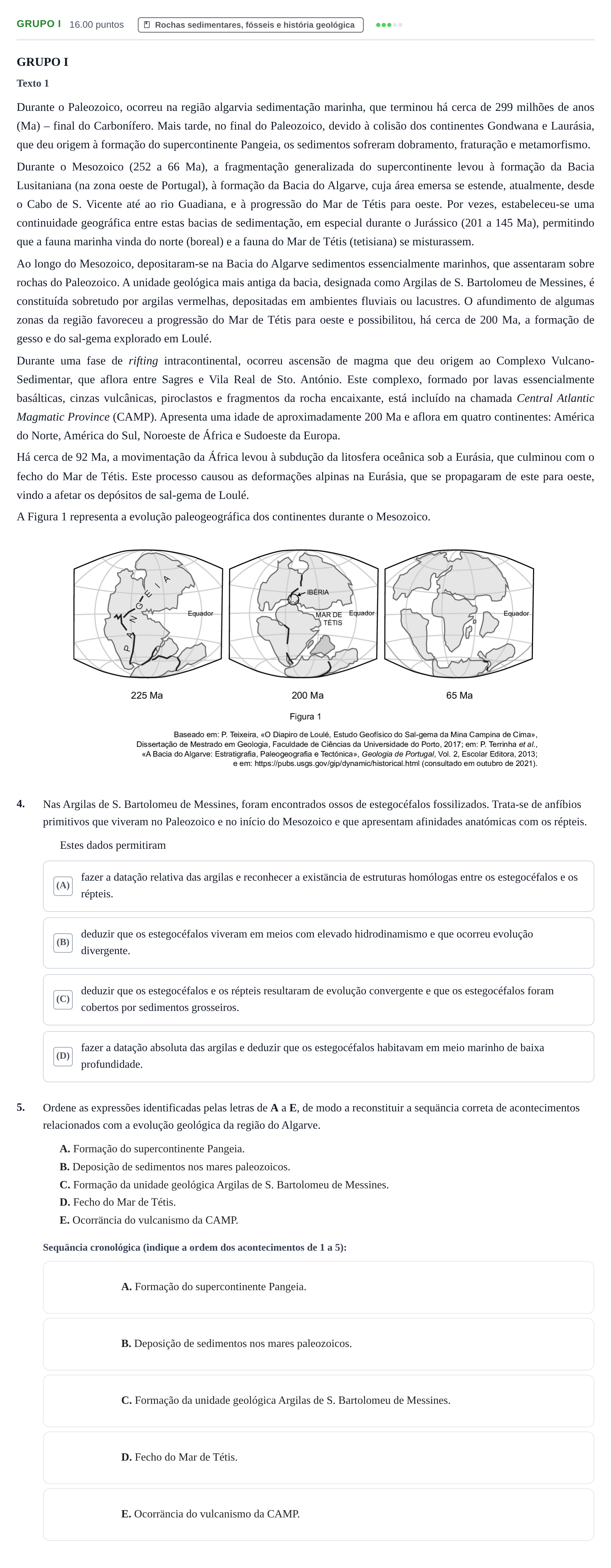 Enunciado: Grupo I · Exame Nacional Biologia e Geologia 1.ª fase 2022