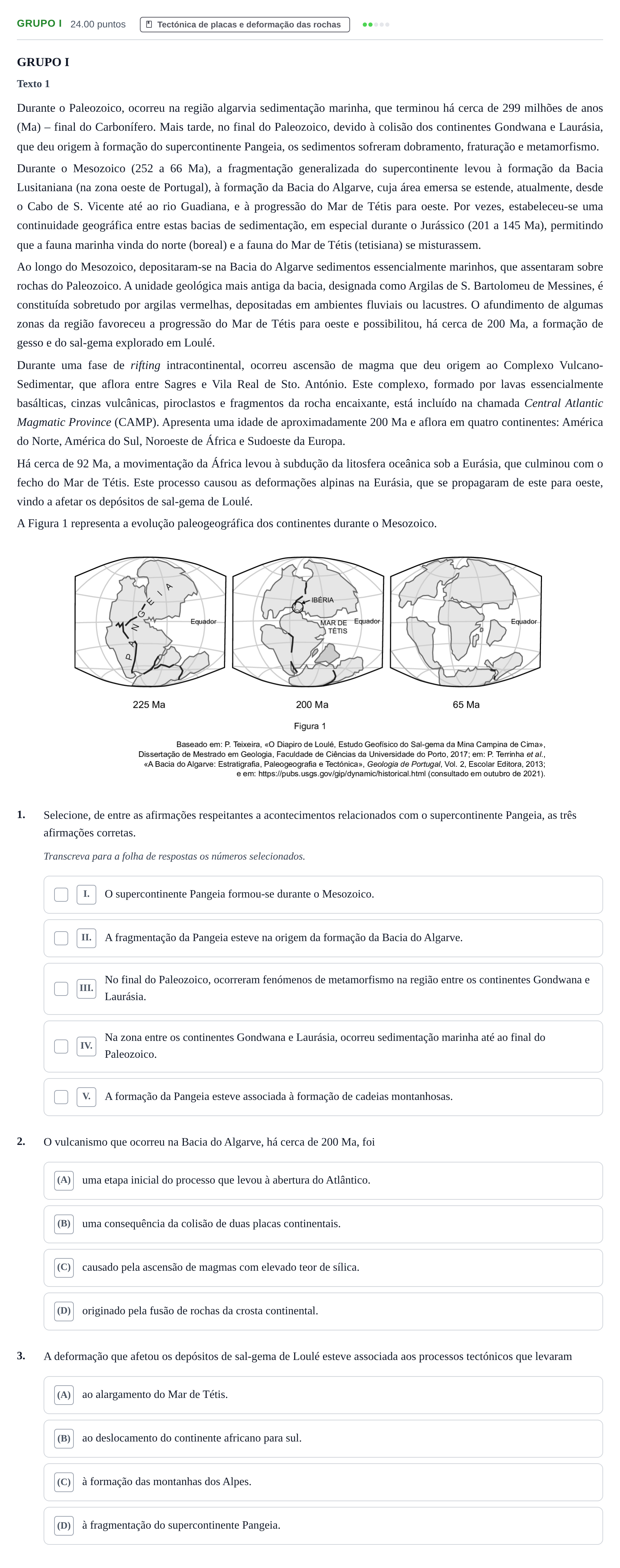 Enunciado: Grupo I · Exame Nacional Biologia e Geologia 1.ª fase 2022