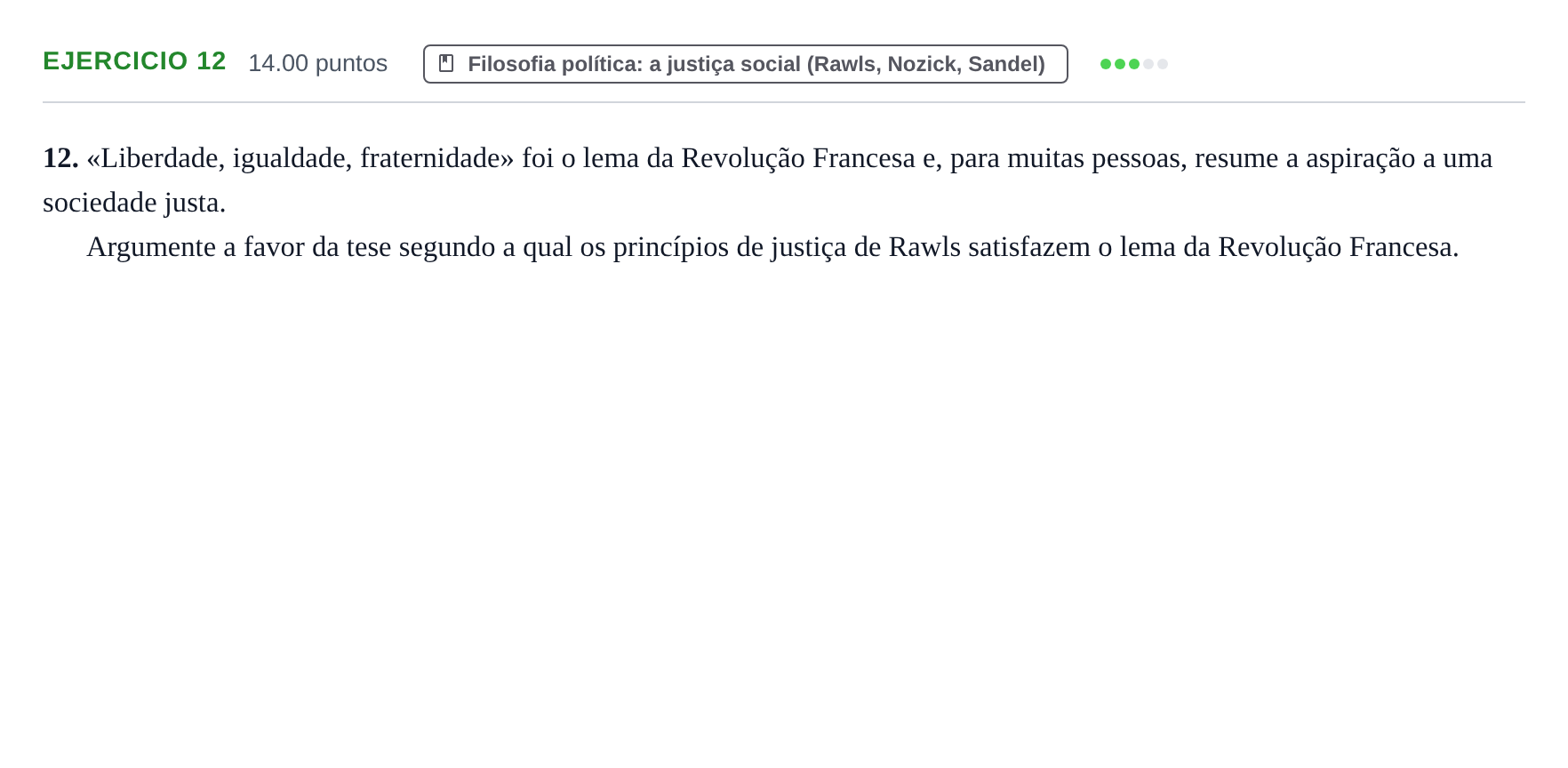 Enunciado: Exercício 12 · Exame Nacional Filosofia Época especial 2022