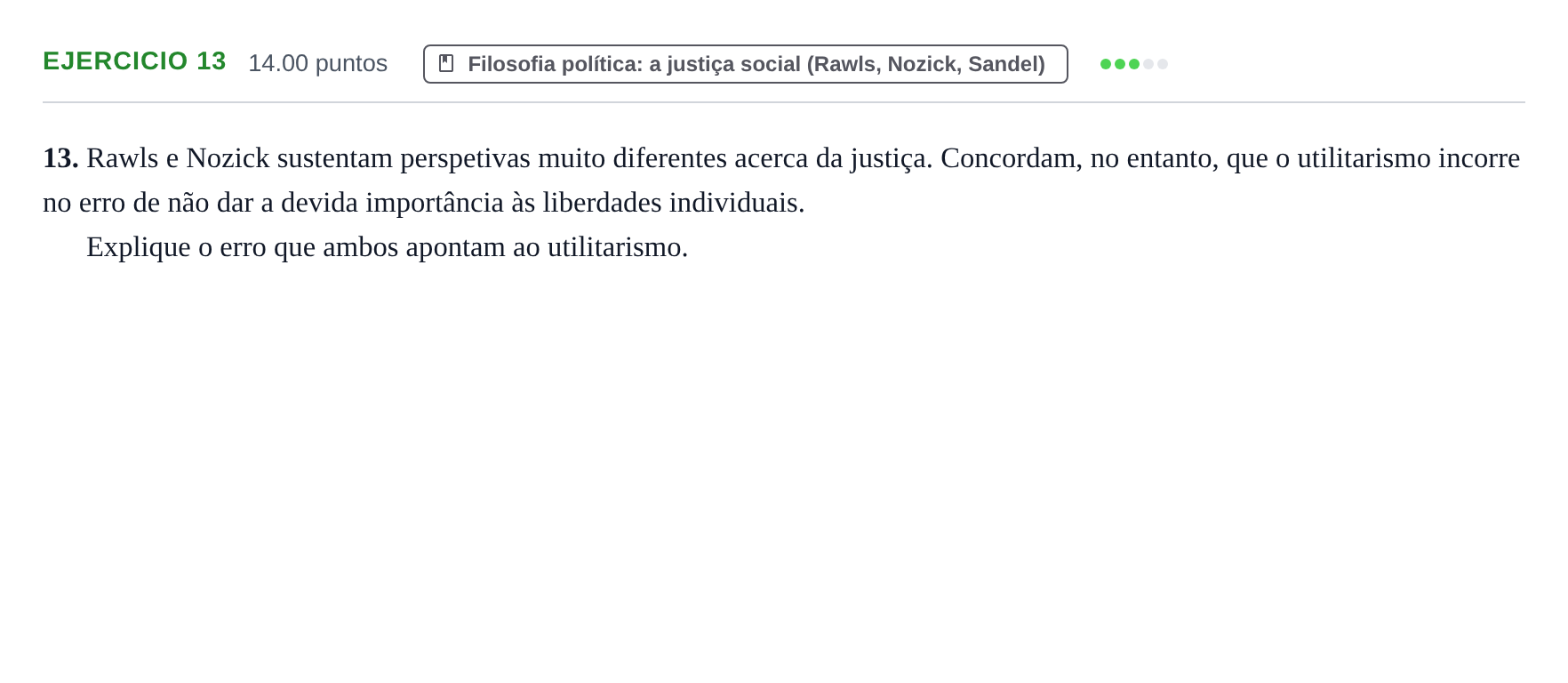 Enunciado: Exercício 13 · Exame Nacional Filosofia Época especial 2022