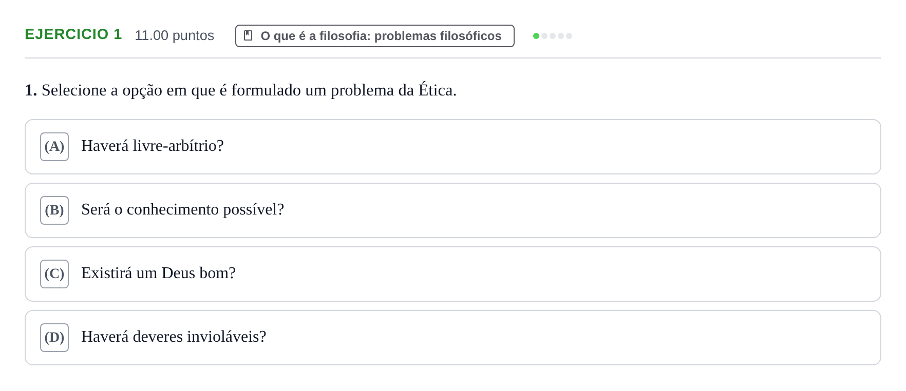 Enunciado: Exercício 1 · Exame Nacional Filosofia Época especial 2022