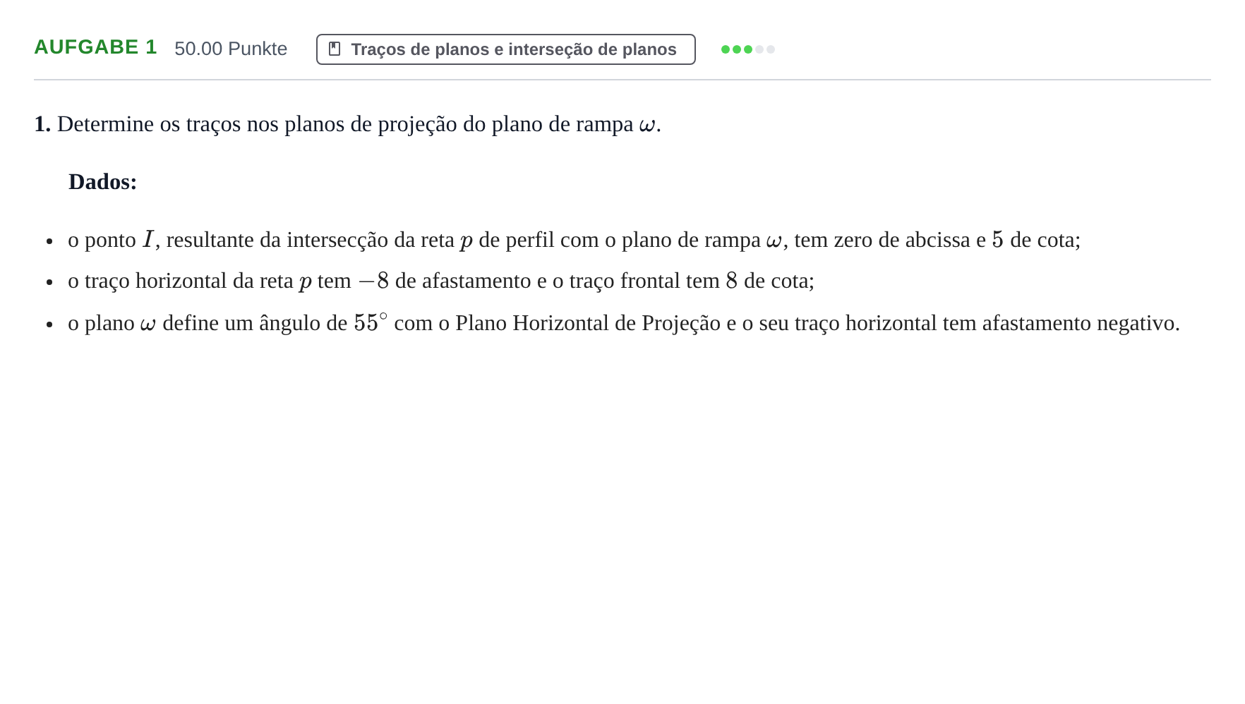 Enunciado: Exercício 1 · Exame Nacional Geometria Descritiva A Época especial 2022