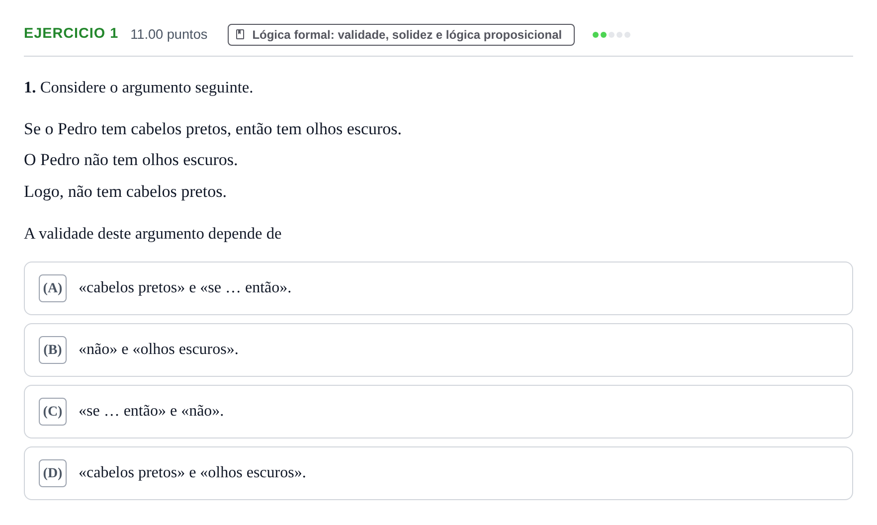 Enunciado: Exercício 1 · Exame Nacional Filosofia 1.ª fase 2022