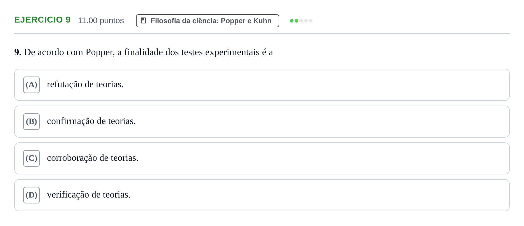 Enunciado: Exercício 9 · Exame Nacional Filosofia 1.ª fase 2022