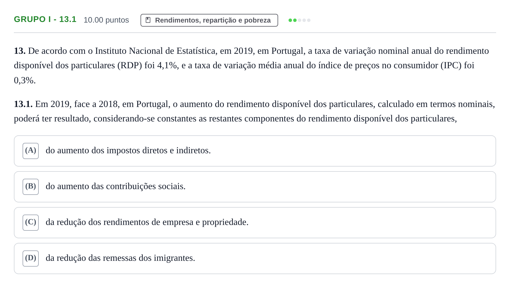 Enunciado: Grupo I - 13.1 · Exame Nacional Economia A 1.ª fase 2022